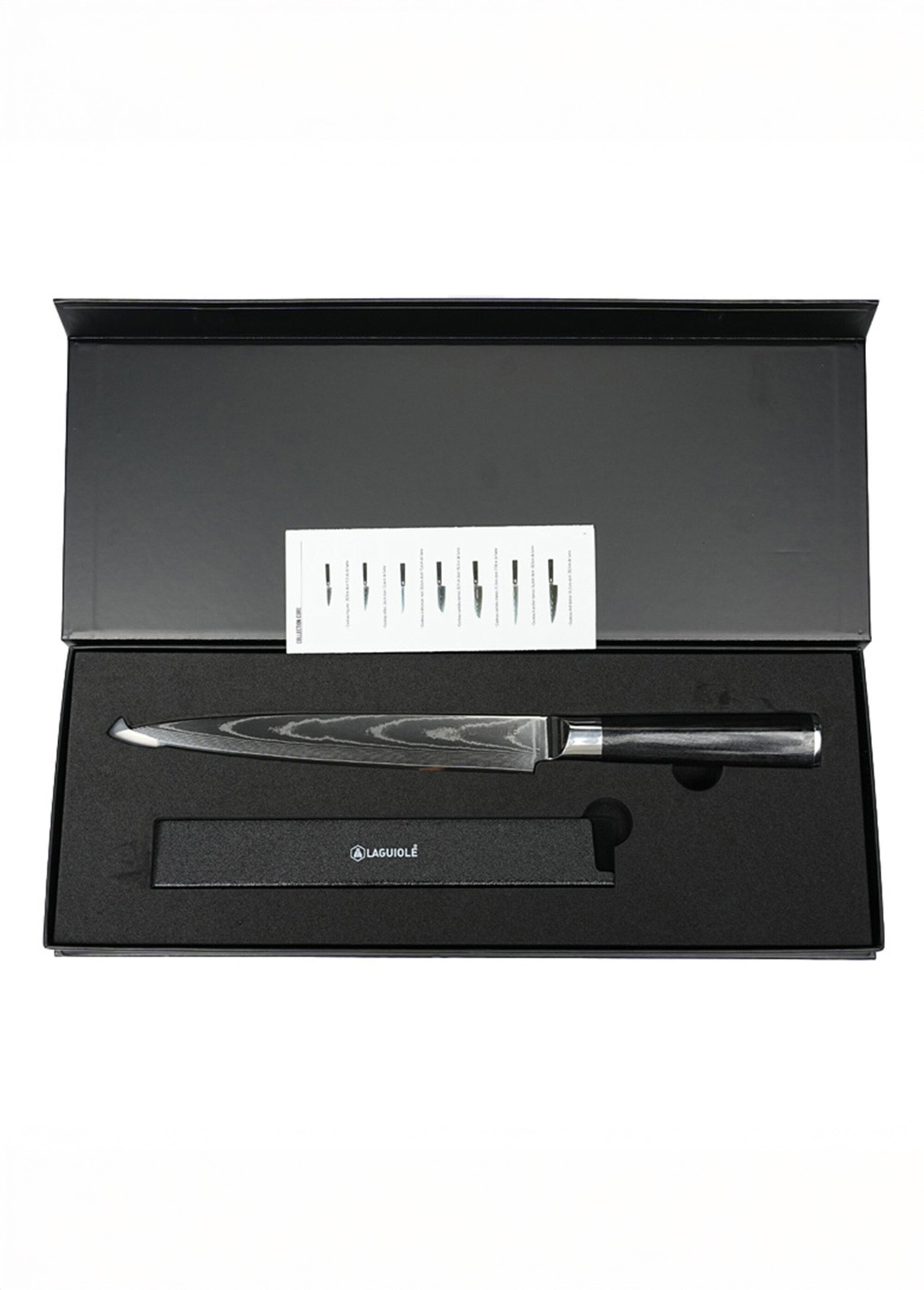 Couteau à trancher lame damas + étui, Core Noir 9171561 DE1