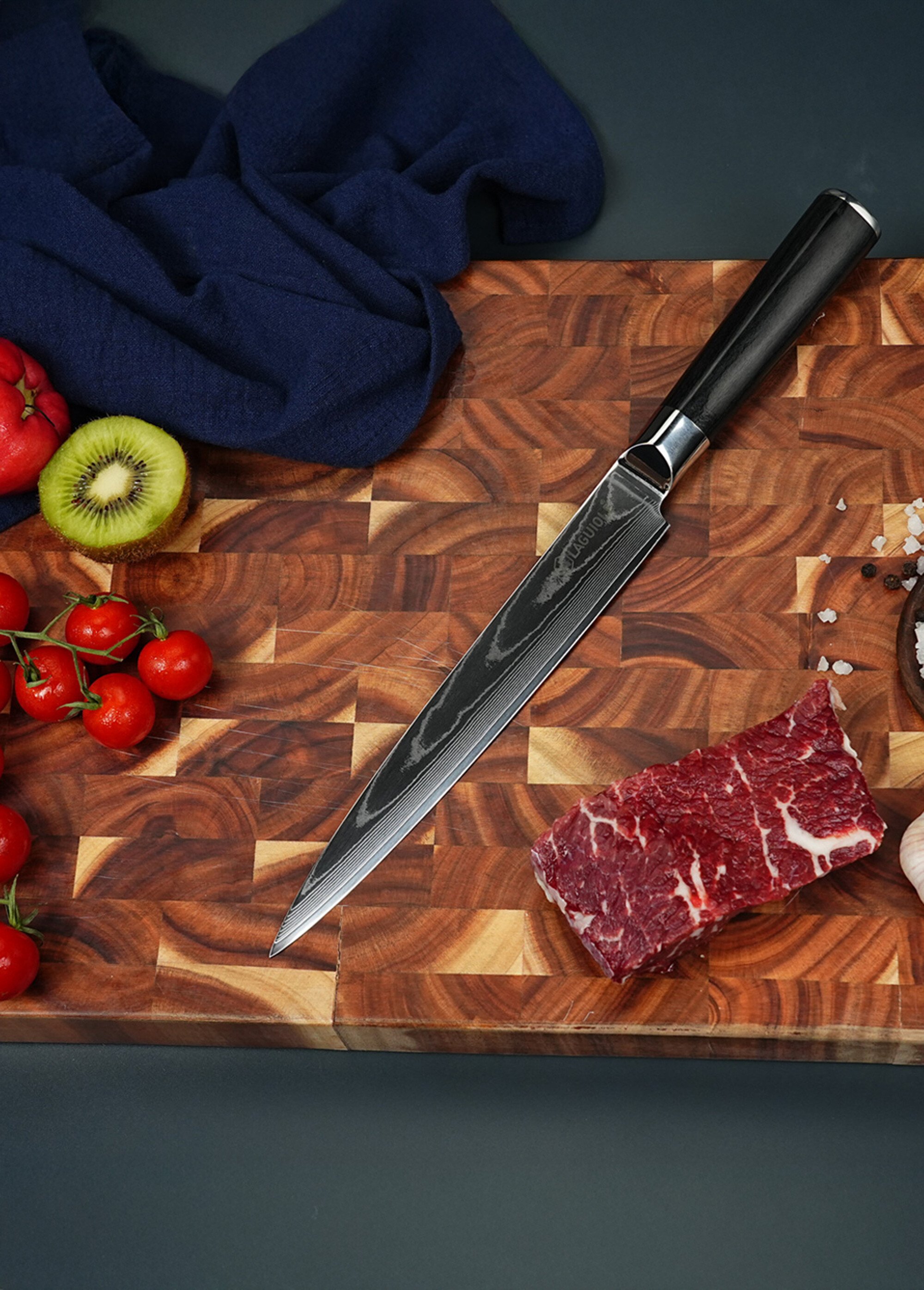 Couteau à trancher lame damas + étui, Core Noir 9171561 SI2