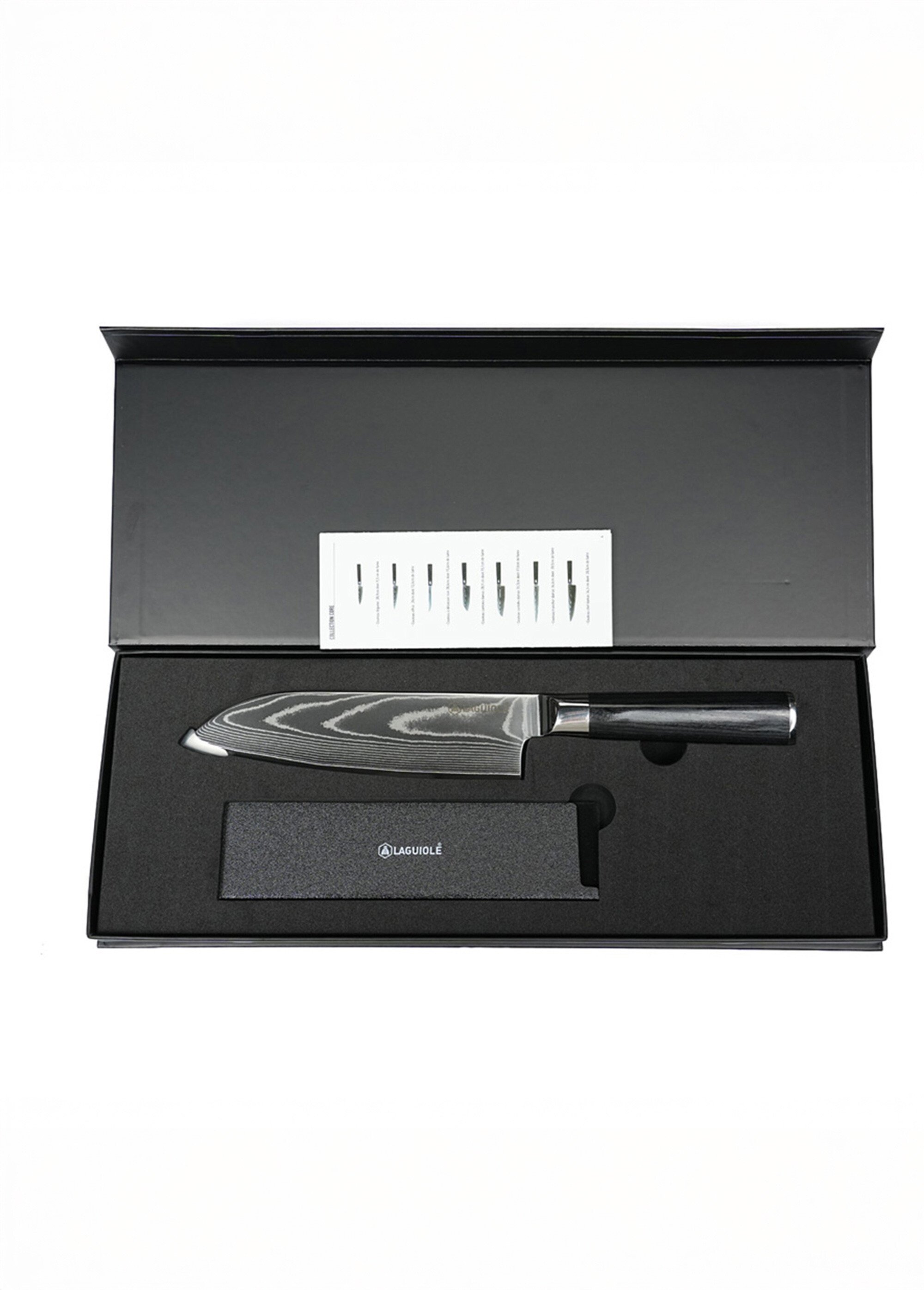 Couteau Santoku lame damas + étui, Core