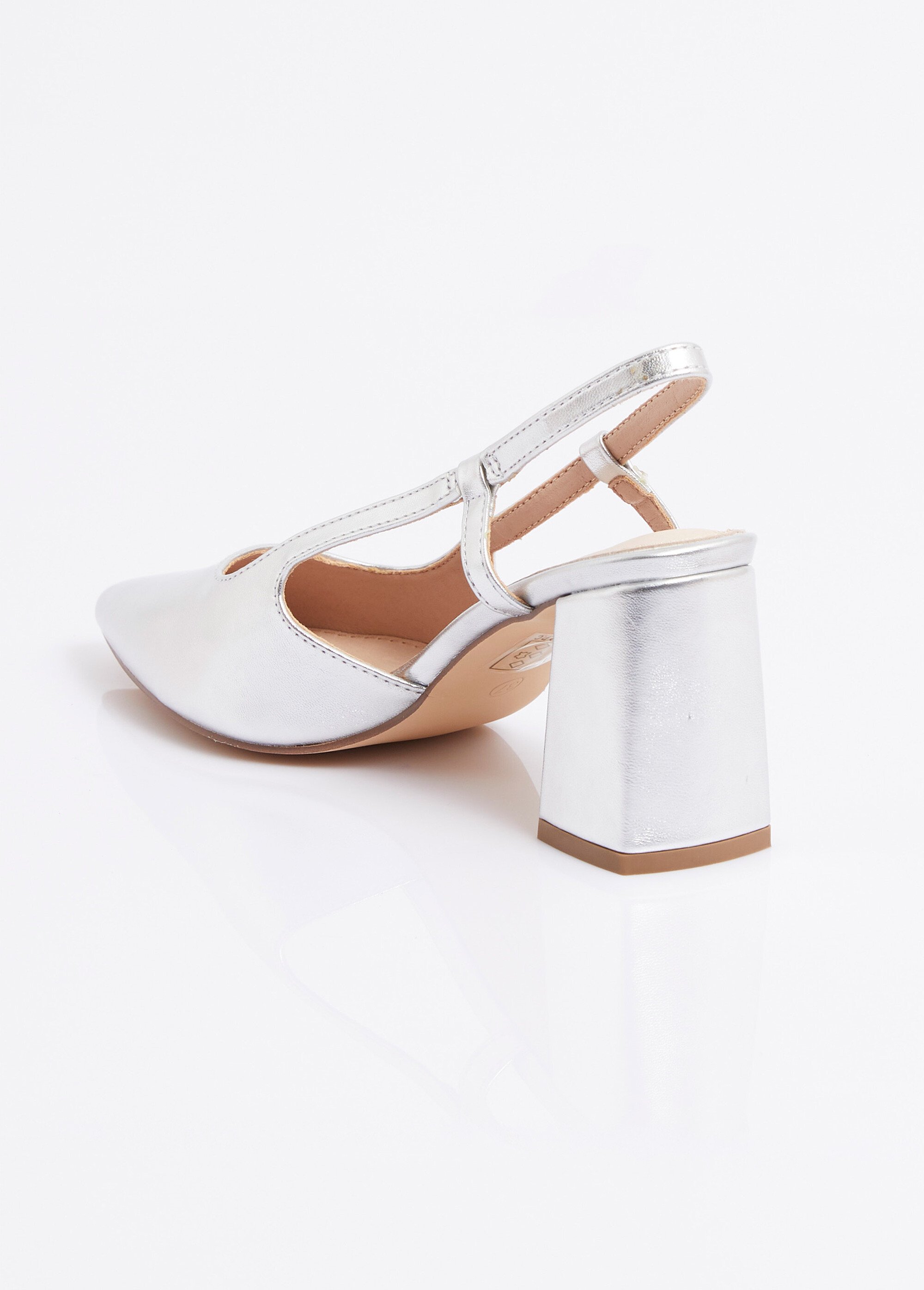 Escarpins métallisés, talon haut carré Femme Argenté MYSEV5023 DO1