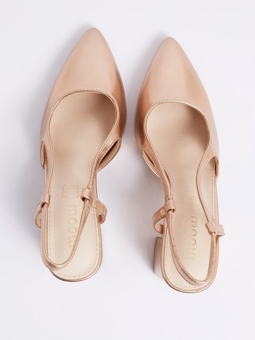 Escarpins métallisés, talon haut carré Femme Beige MYSEV5023 OV1