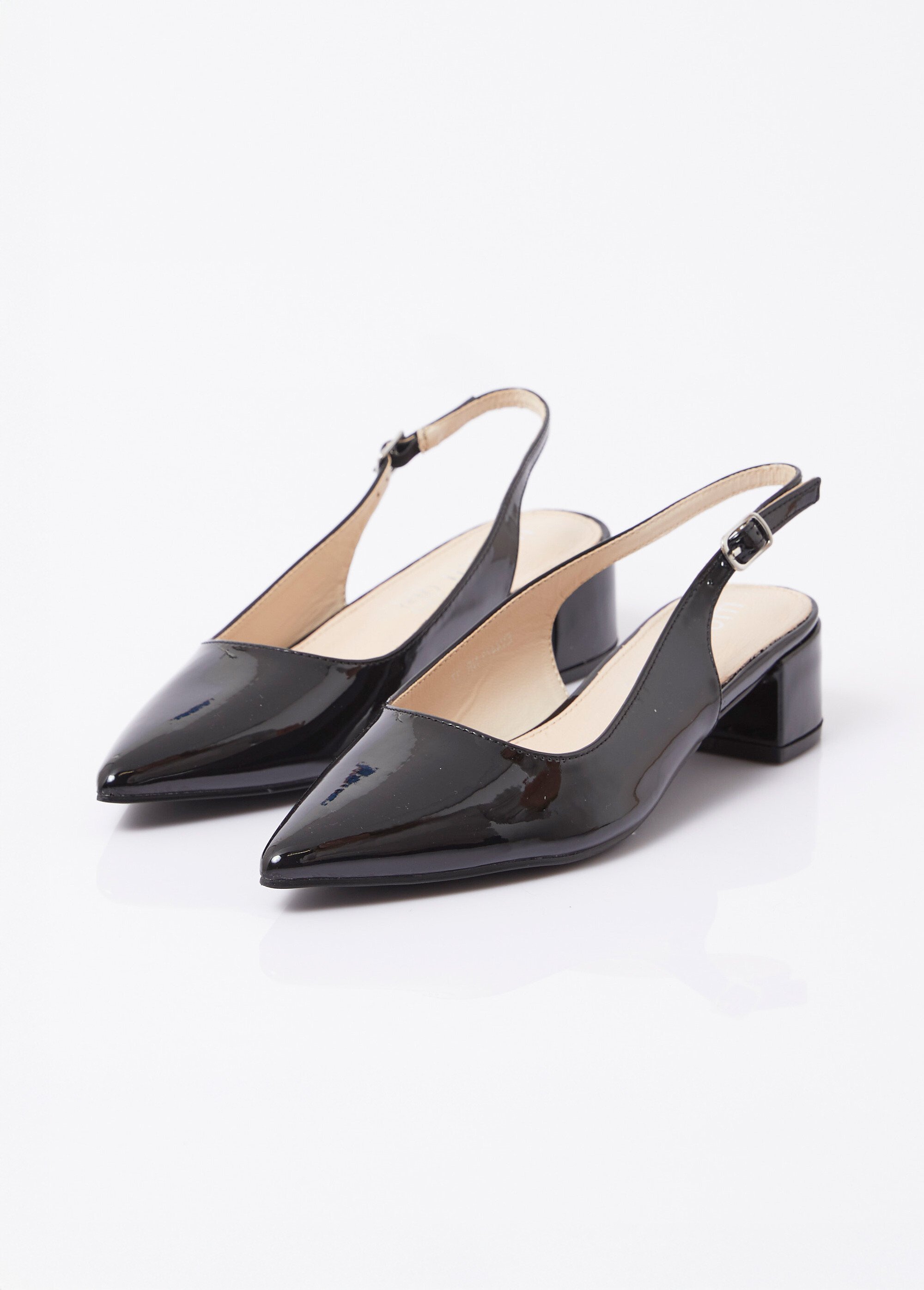 Escarpins slingback vernis pointus Femme Noir MYSEV4473 DE1