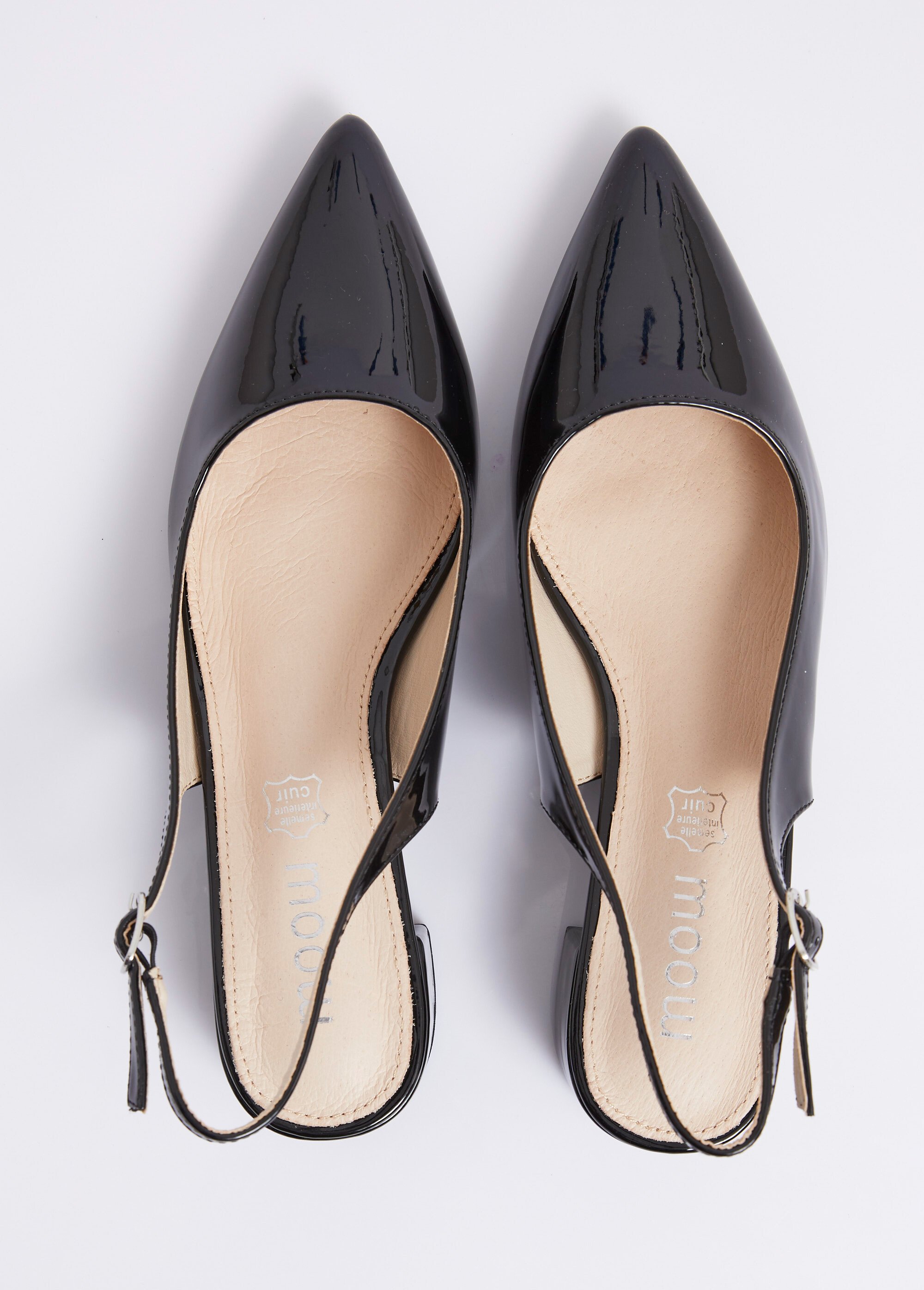 Escarpins slingback vernis pointus Femme Noir MYSEV4473 OV1