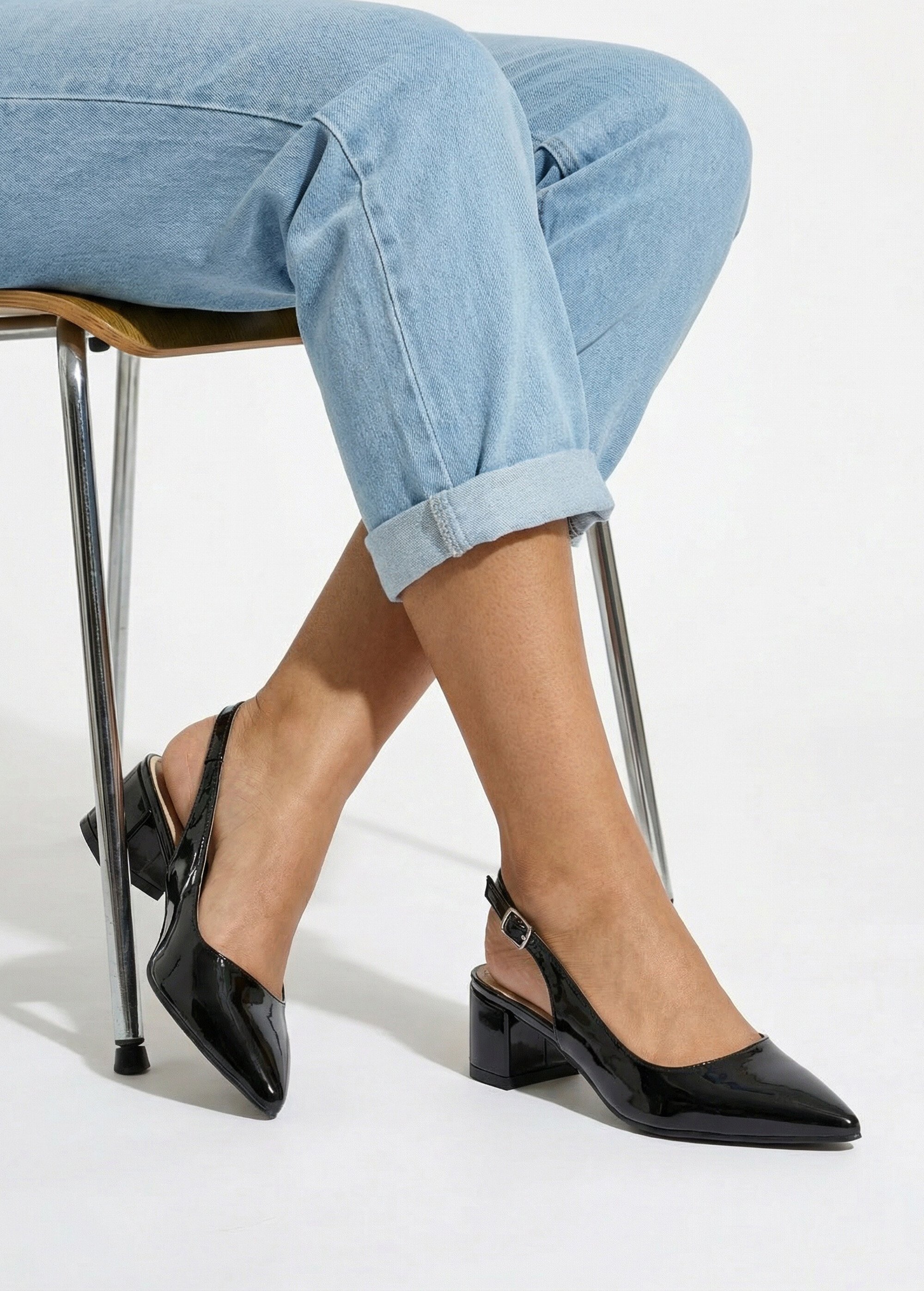 Escarpins slingback vernis pointus Femme Noir MYSEV4473 SI1