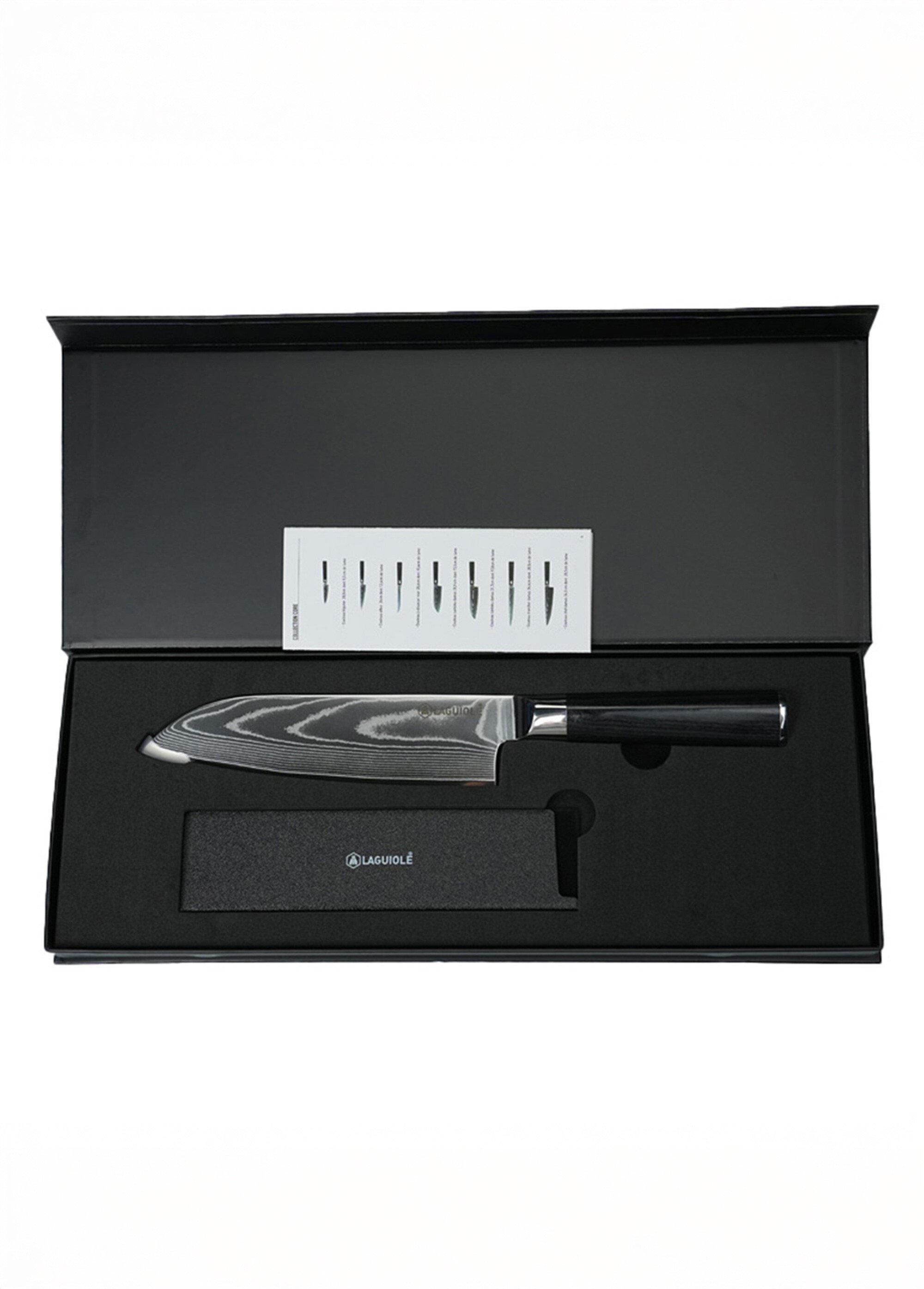 Grand couteau Santoku lame damas + étui, Core Noir 9171560 DE1