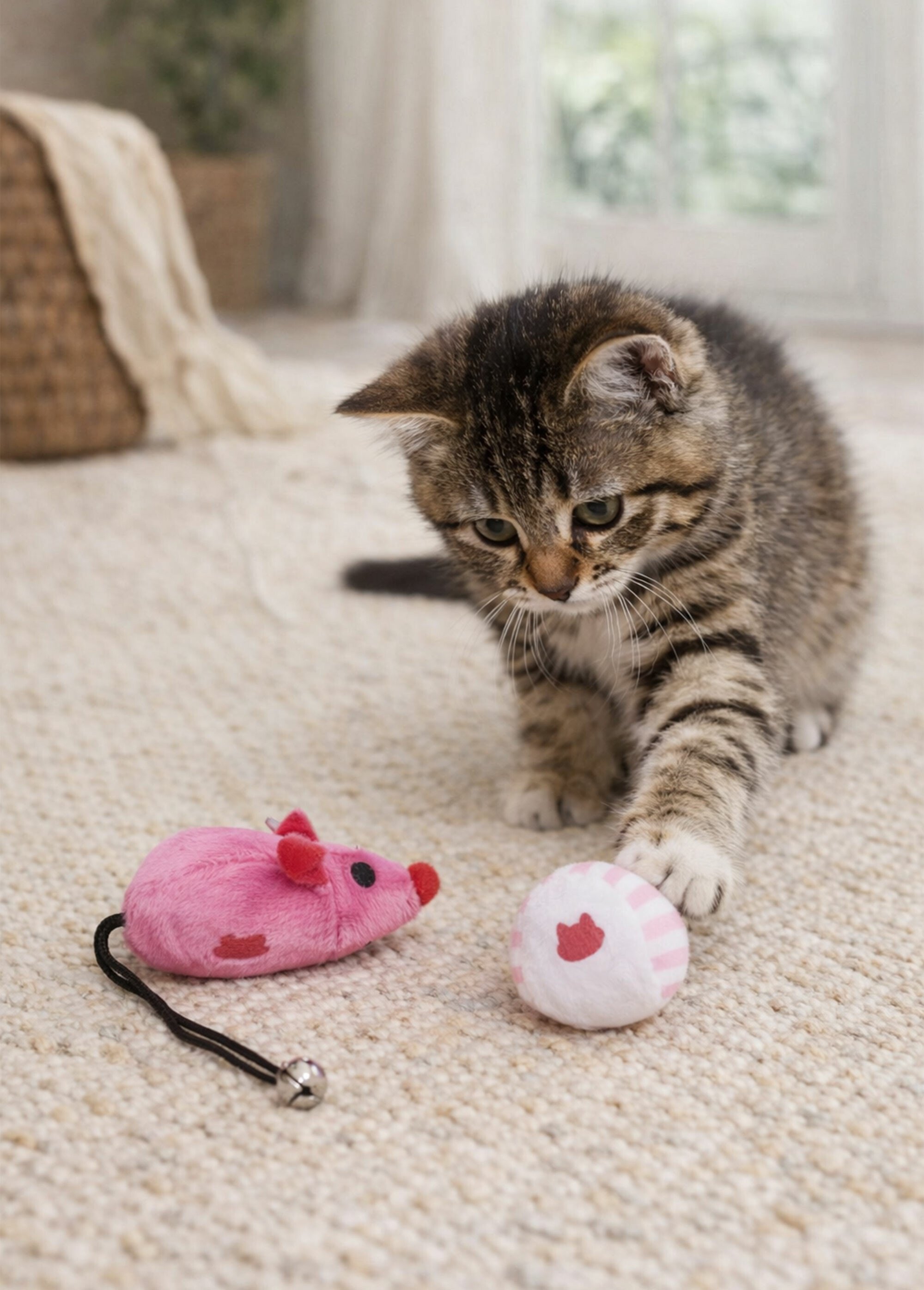 Jouets pour chat, souris grelot + balle ROSE RIG-00004798EL SI1