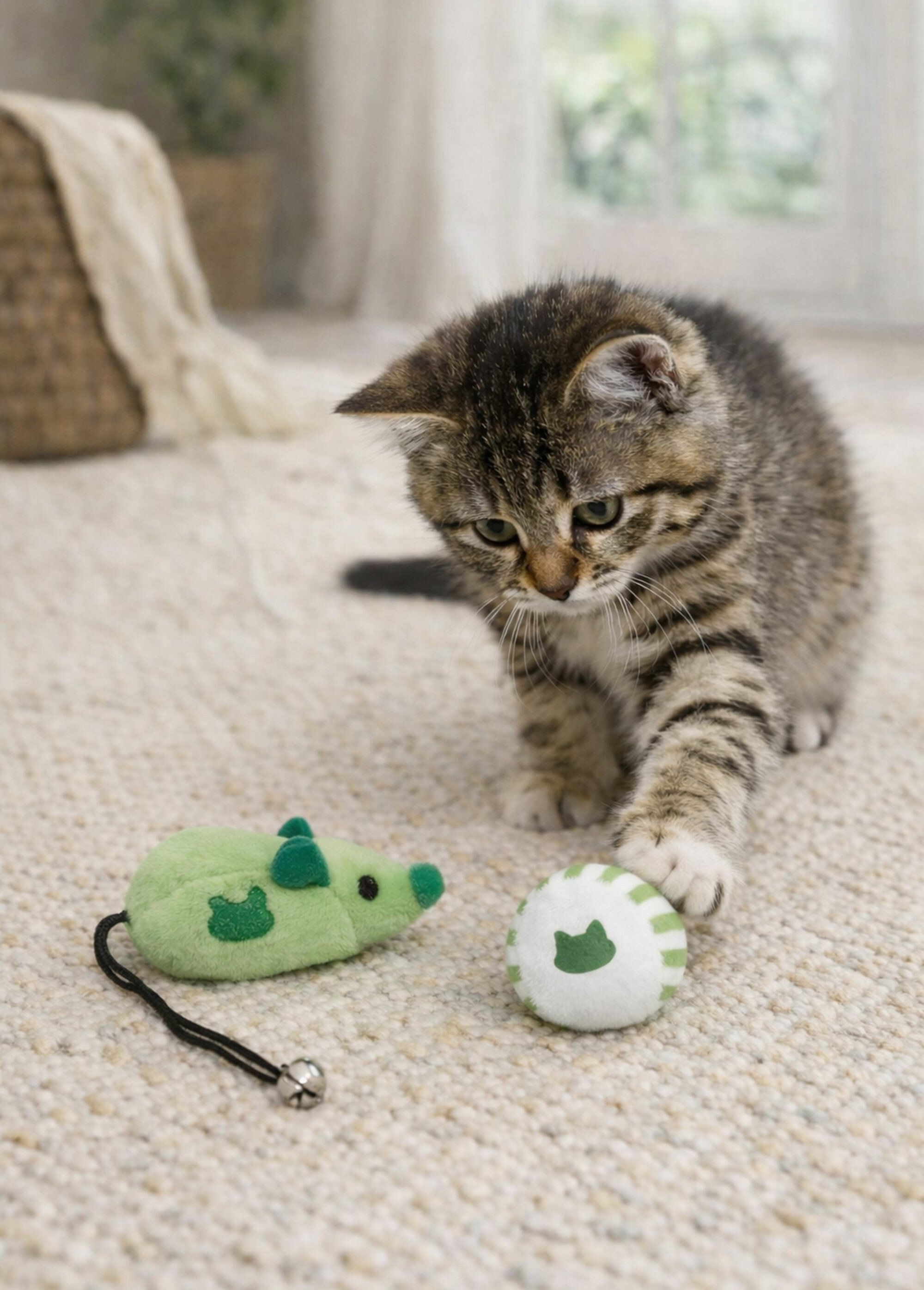Jouets pour chat, souris grelot + balle VERT RIG-00004798EL SI1