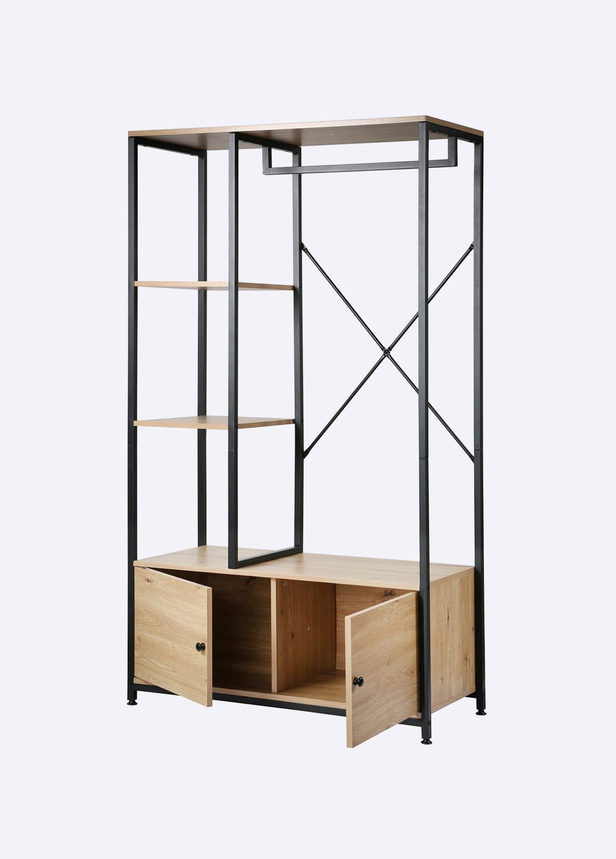 LENNY Penderie avec barre et rangements