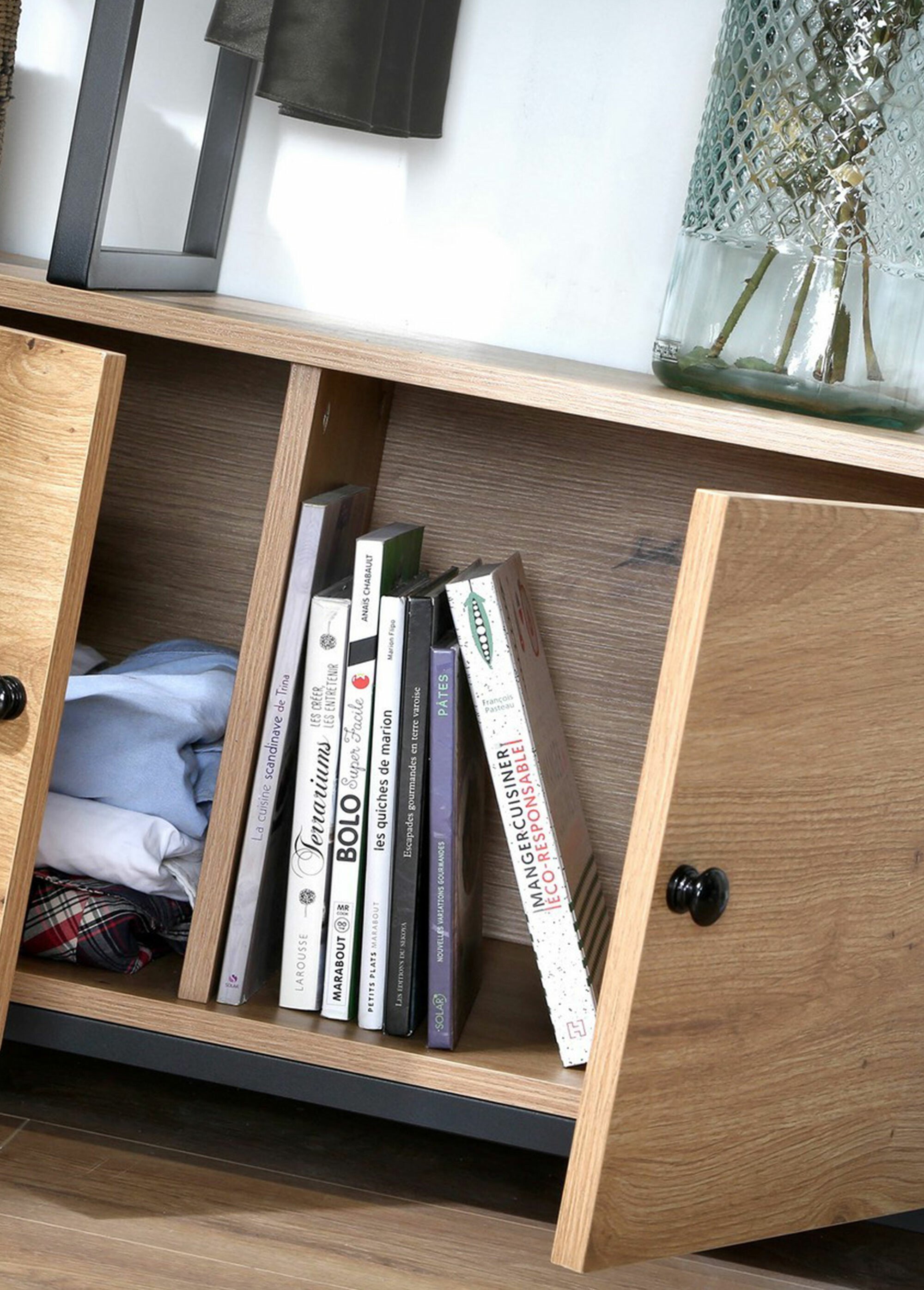 LENNY Penderie avec barre et rangements MARRON CAL-13258133 DE2