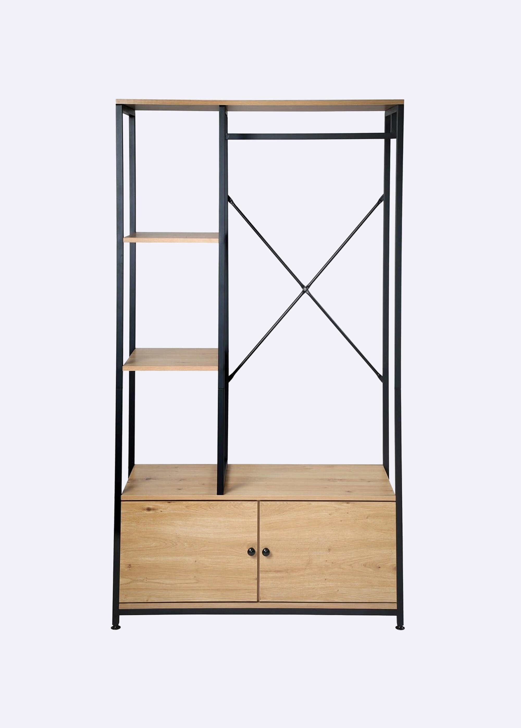 LENNY Penderie avec barre et rangements MARRON CAL-13258133 FA1