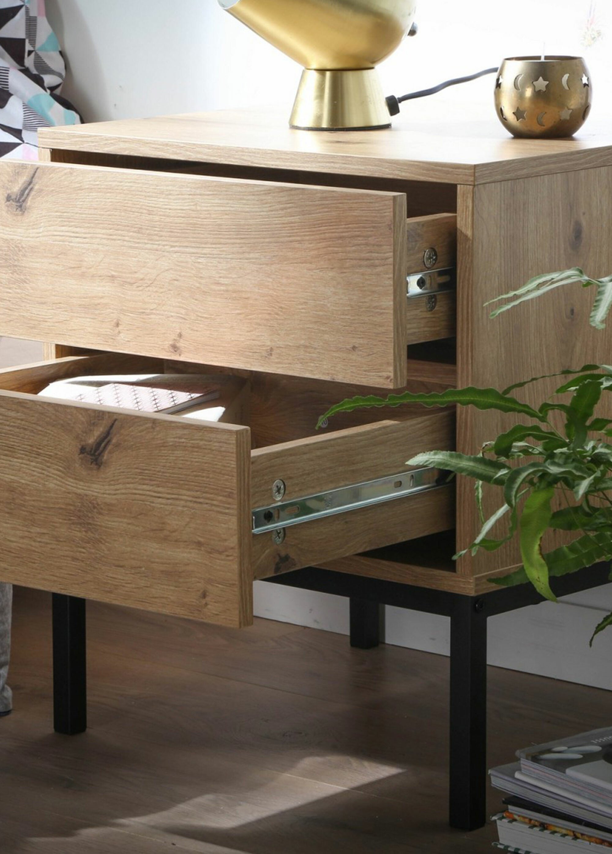 LENNY Table de chevet tiroirs push/pull MARRON CAL-13546133 DE2