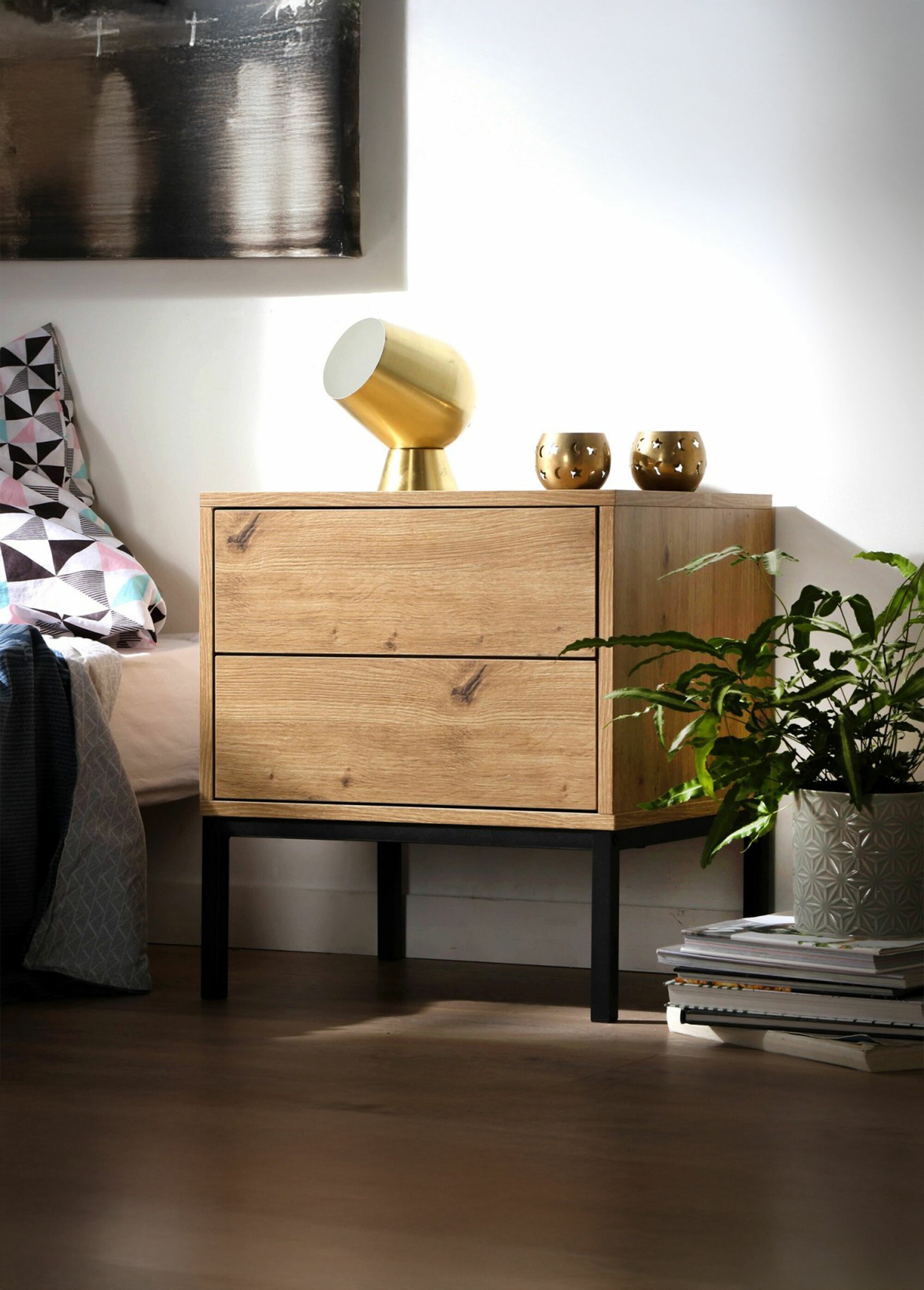 LENNY Table de chevet tiroirs push/pull MARRON CAL-13546133 SI1