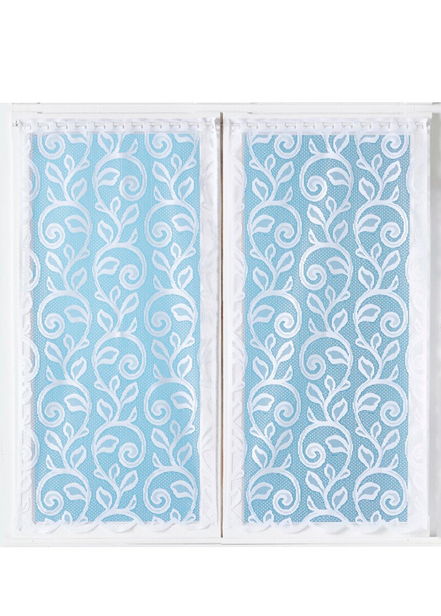 Paire de vitrages droits dentelle arabesques