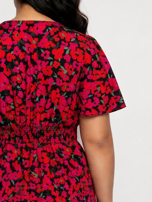 Robe courte imprimé fleuri encolure V Femme Rose MA-1163-1336 DE2