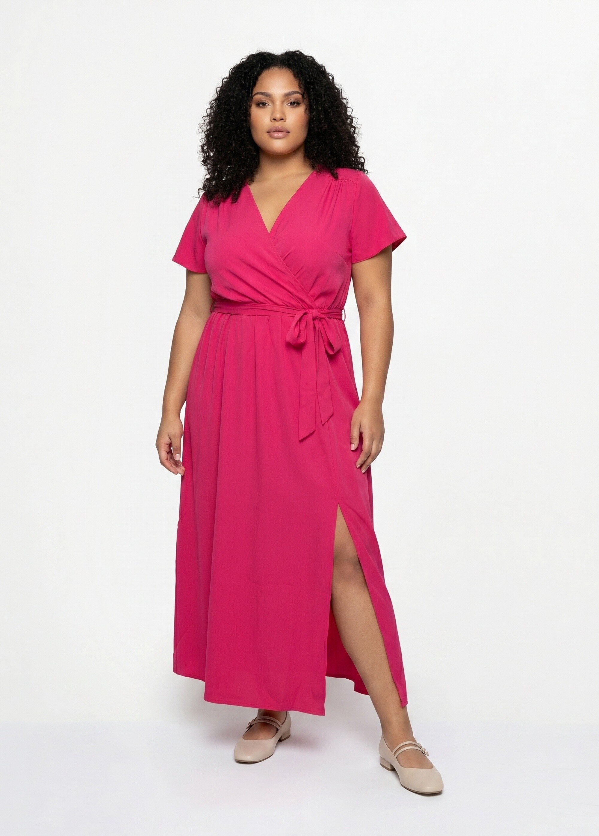 Robe housse longue, ceinture à nouer