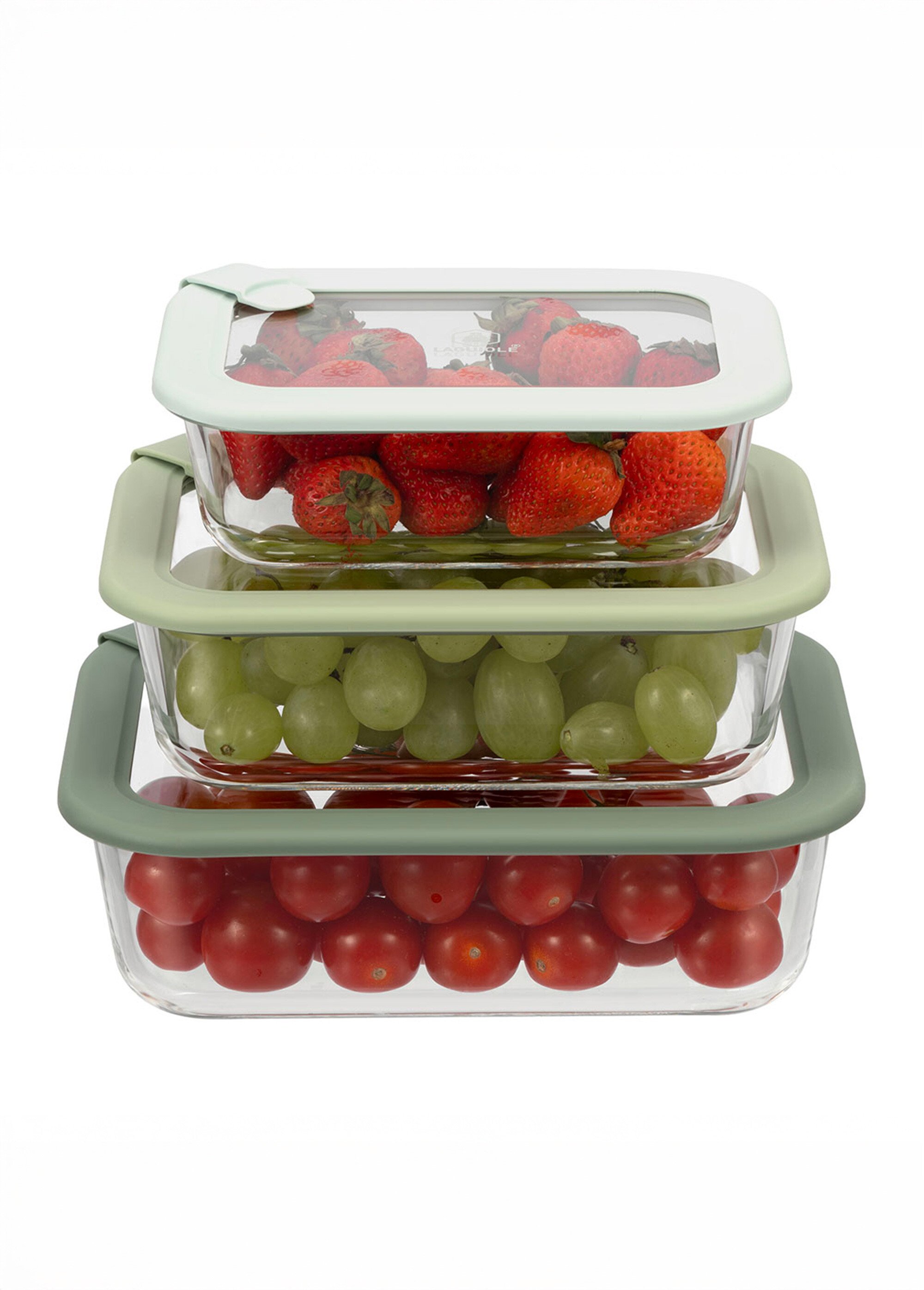 Set 3 boîtes de conservation rectangulaires, verre