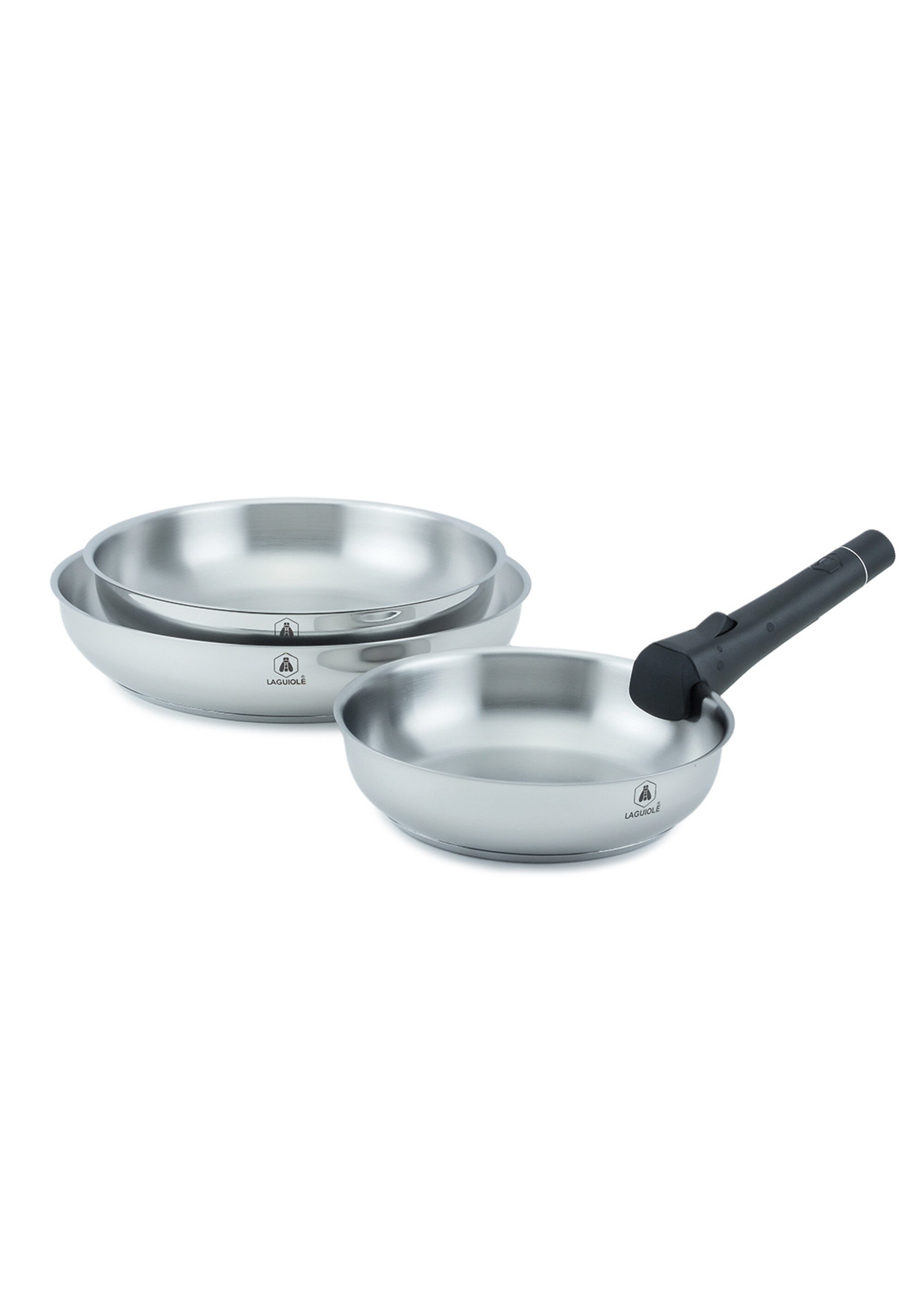 Set 3 poêles inox 20/24/28cm, Réactif Gris 9120675 DE1