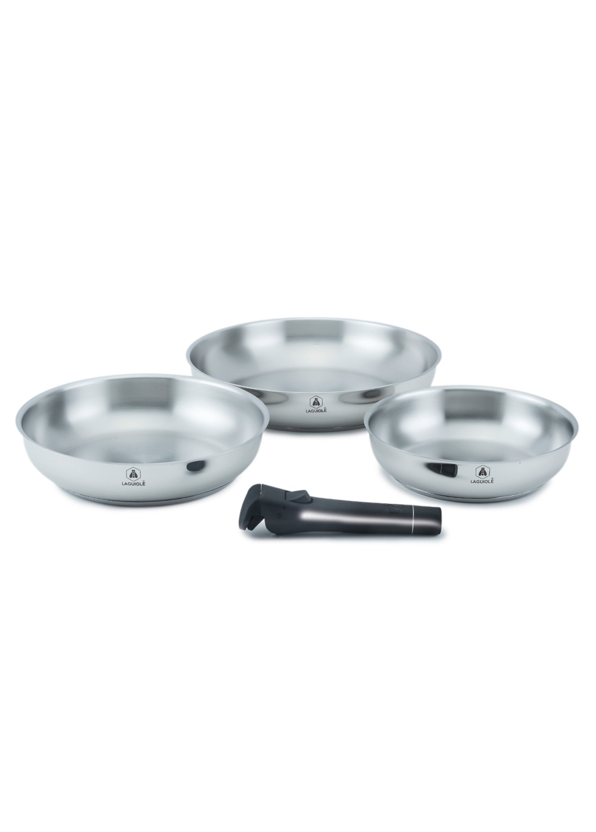 Set 3 poêles inox 20/24/28cm, Réactif Gris 9120675 FA1