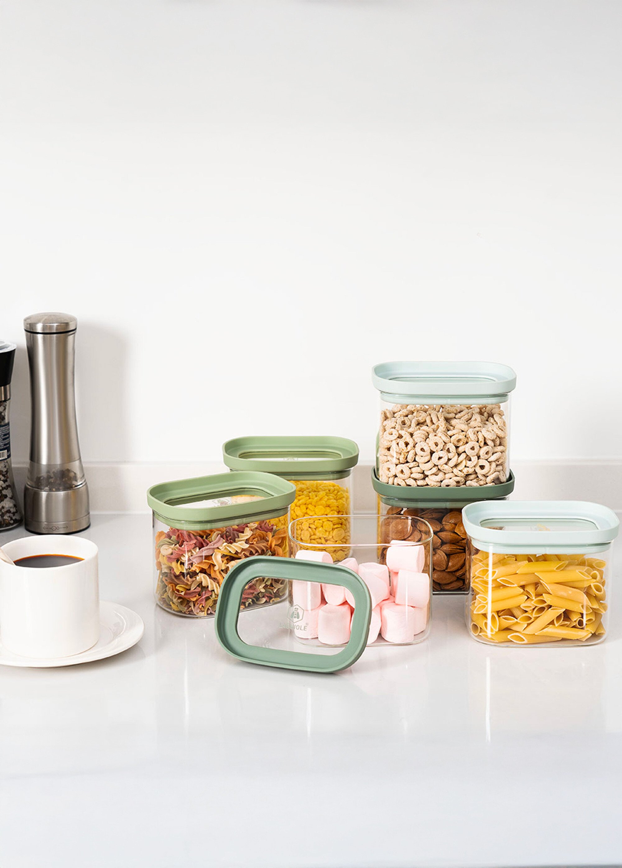 Set 6 petits bocaux de conservation verre Vert 9280085 SI1