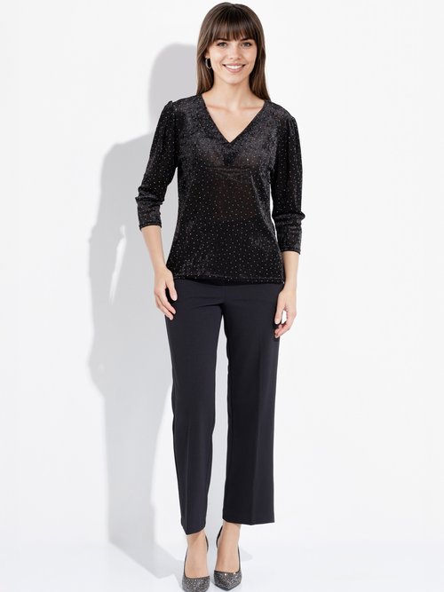 Tunique chic col V, velours avec strass Femme Noir FI-BALLODIAM SF1