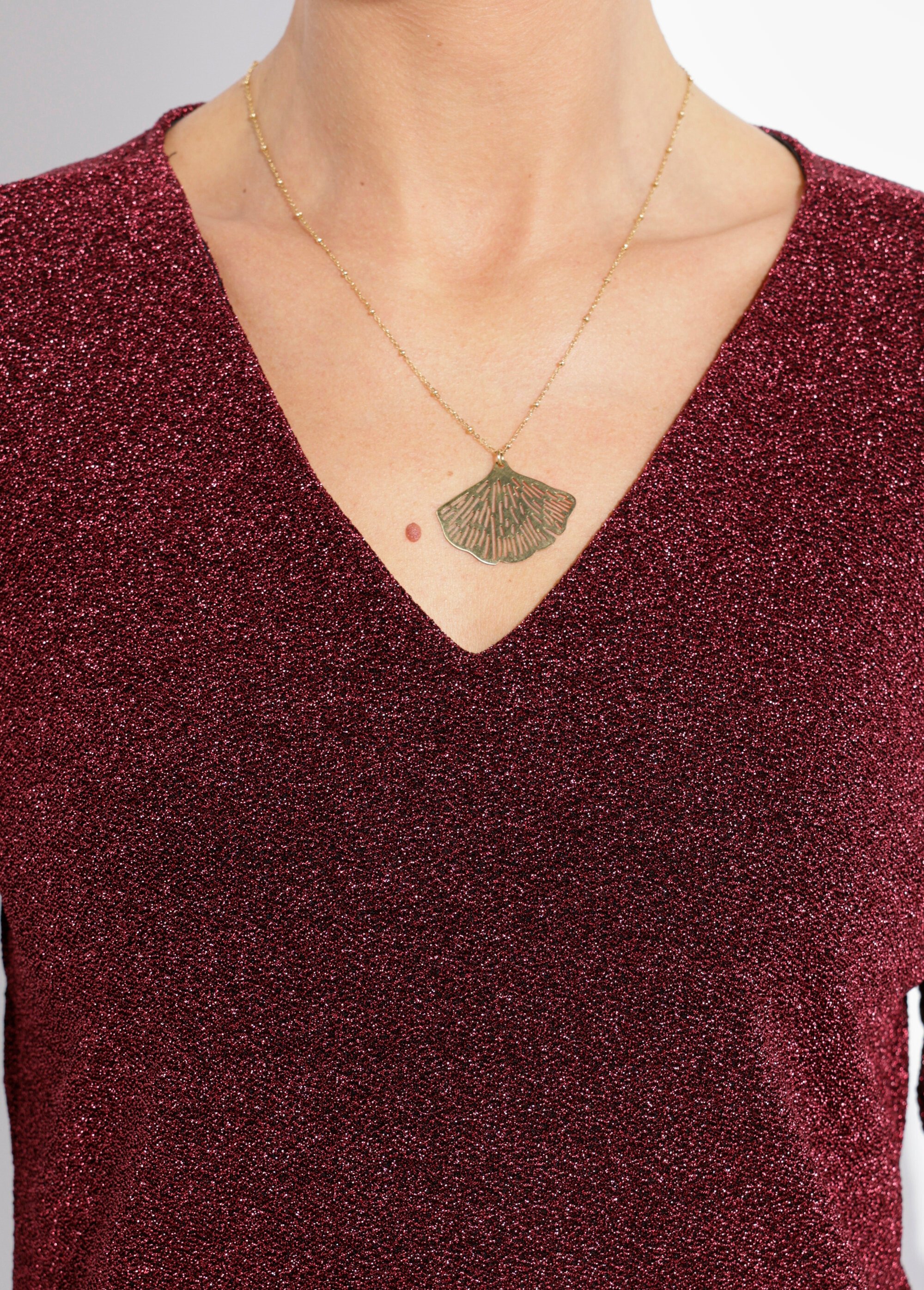 Tunique chic maille métallisée et col V Femme Rouge FI-BALLOMO DE1