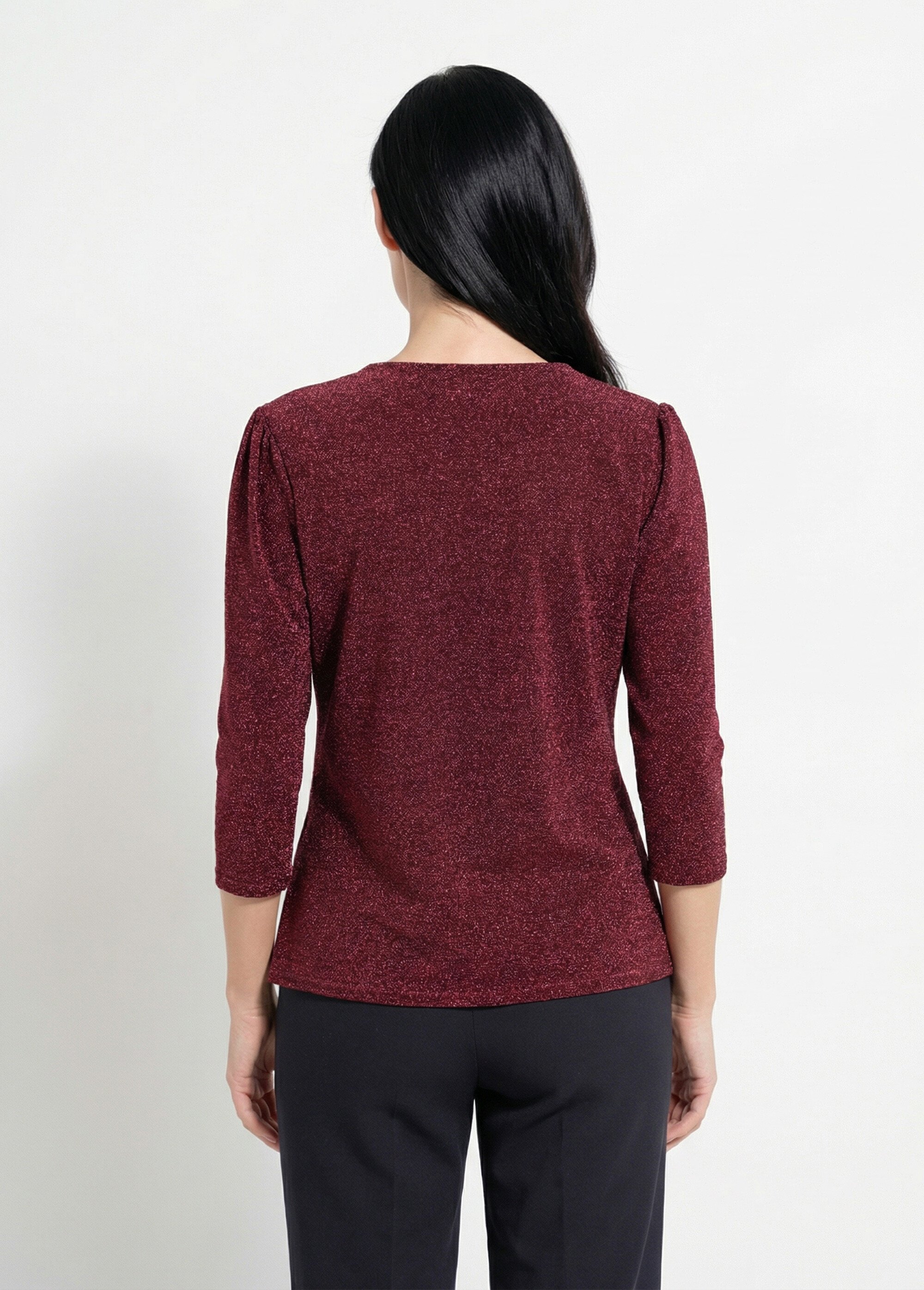 Tunique chic maille métallisée et col V Femme Rouge FI-BALLOMO DO1