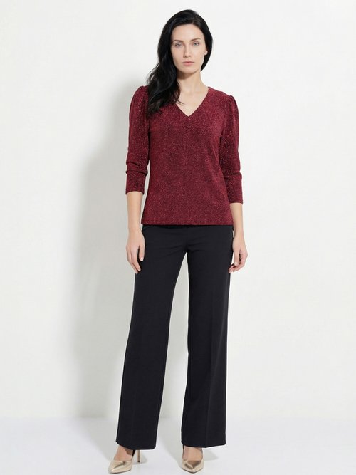 Tunique chic maille métallisée et col V Femme Rouge FI-BALLOMO SI1