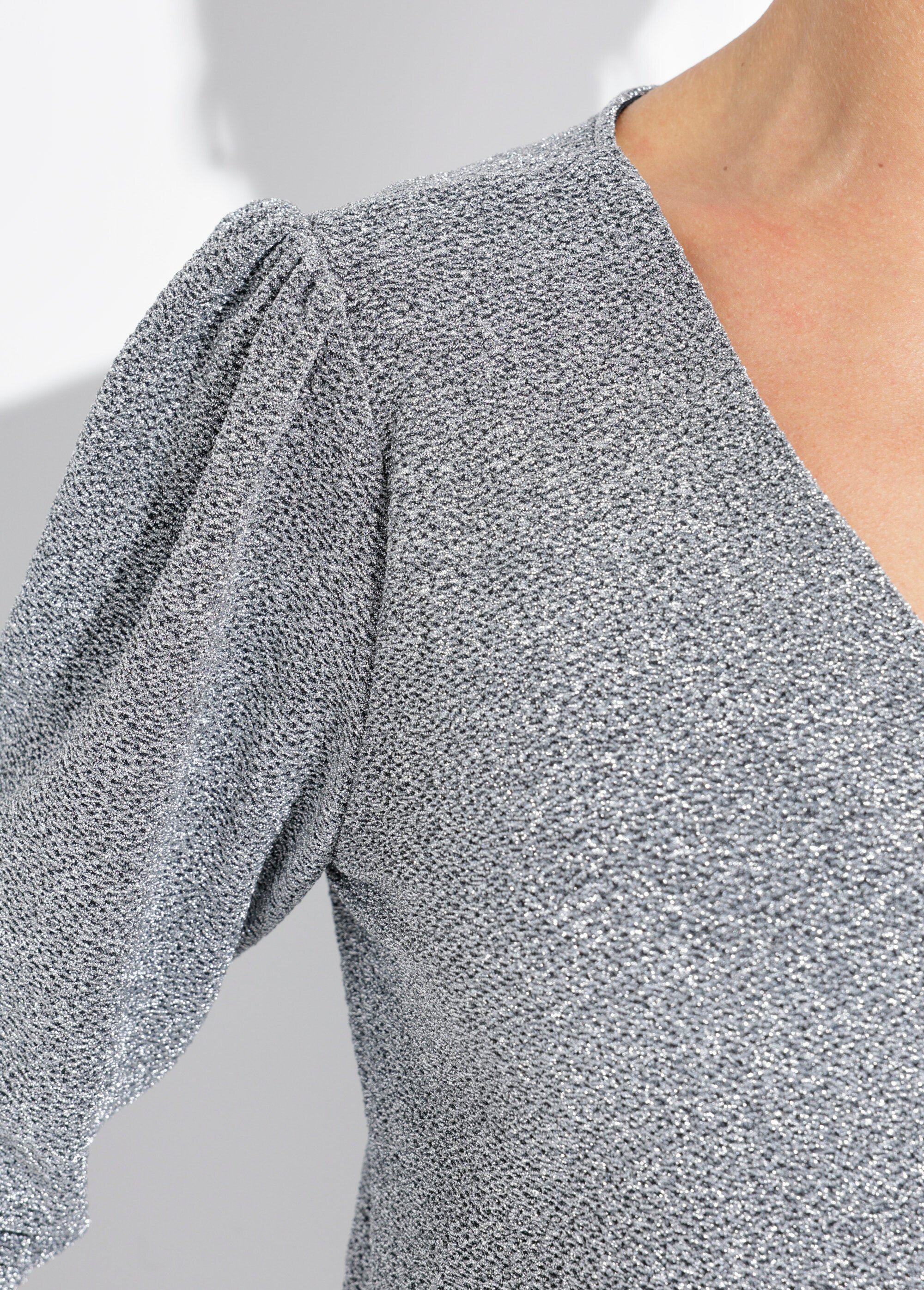 Tunique chic maille métallisée et col V Femme Argenté FI-BALLOMO DE2