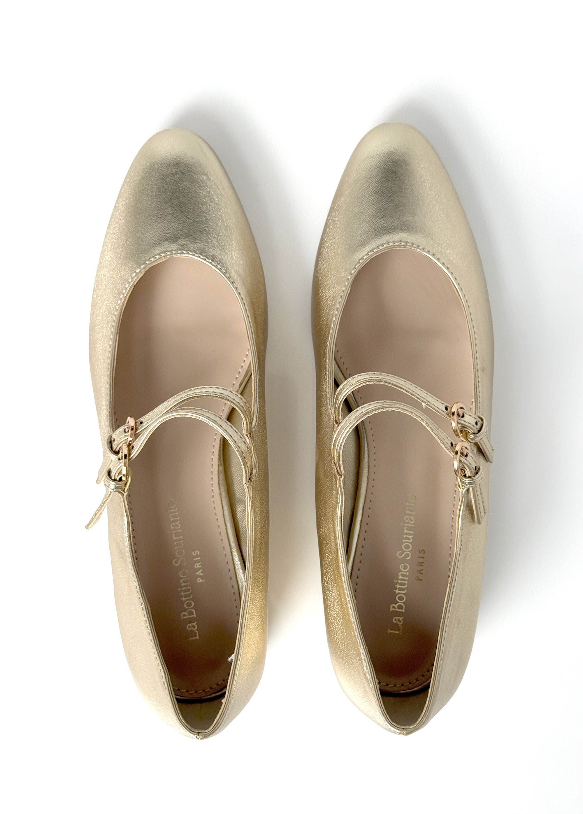 Ballerines babies à brides, simili cuir Femme Doré LBSBLQ1100 OV1
