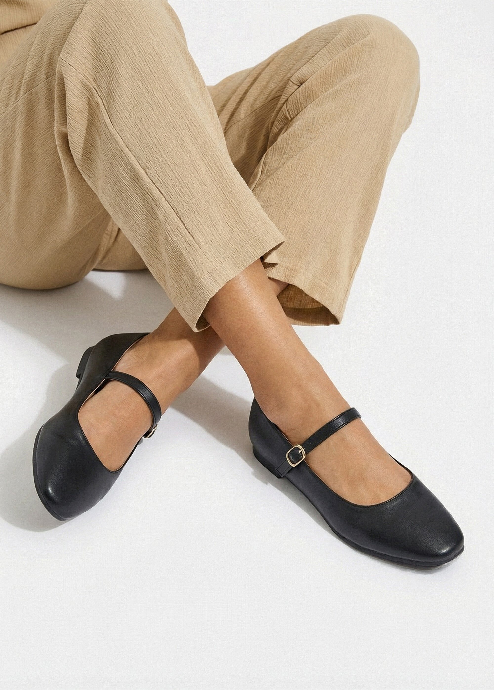 Ballerines babies plates avec bout carré Femme Noir MYSEP6087 SI1