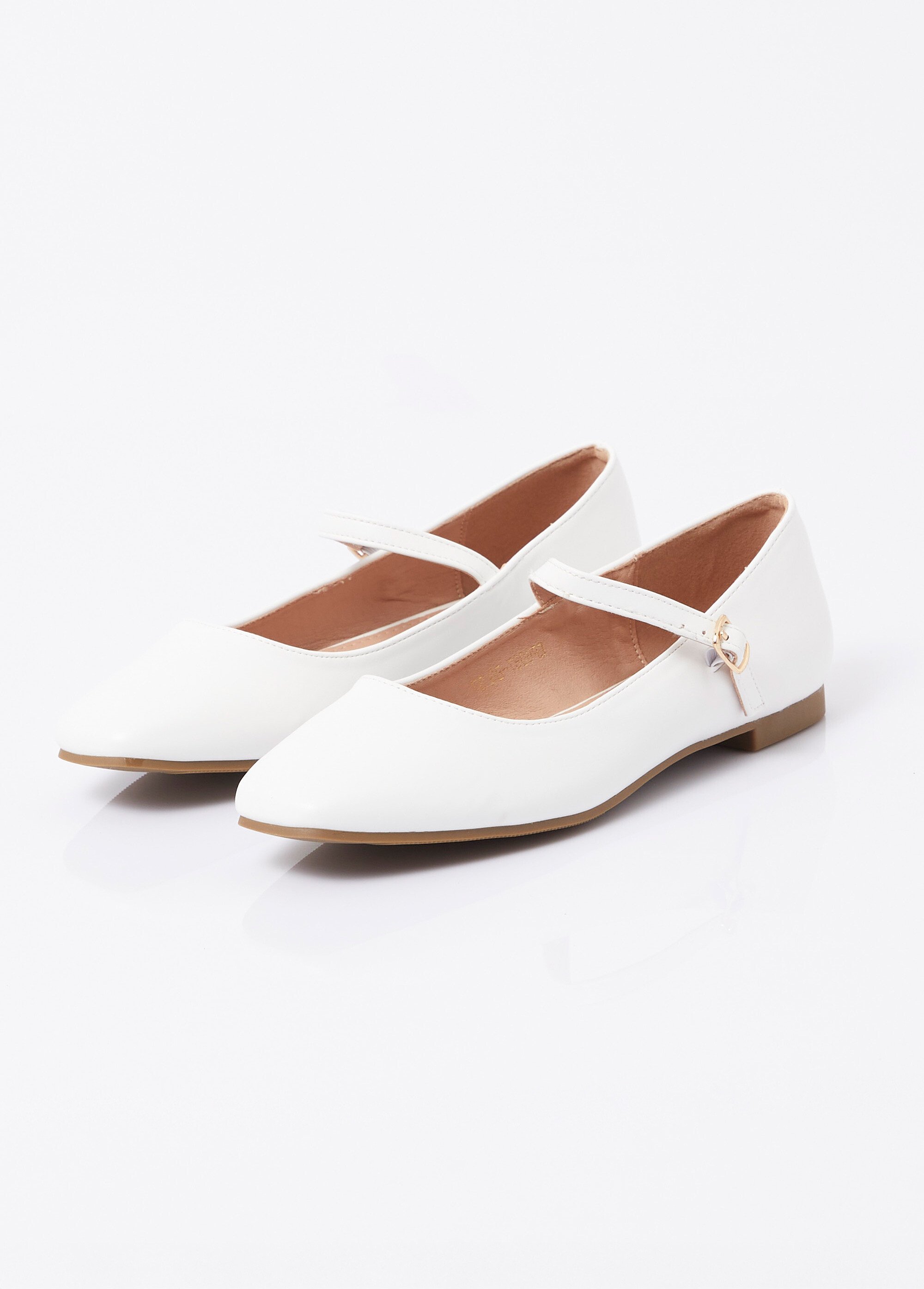 Ballerines babies plates avec bout carré Femme Blanc MYSEP6087 DE1