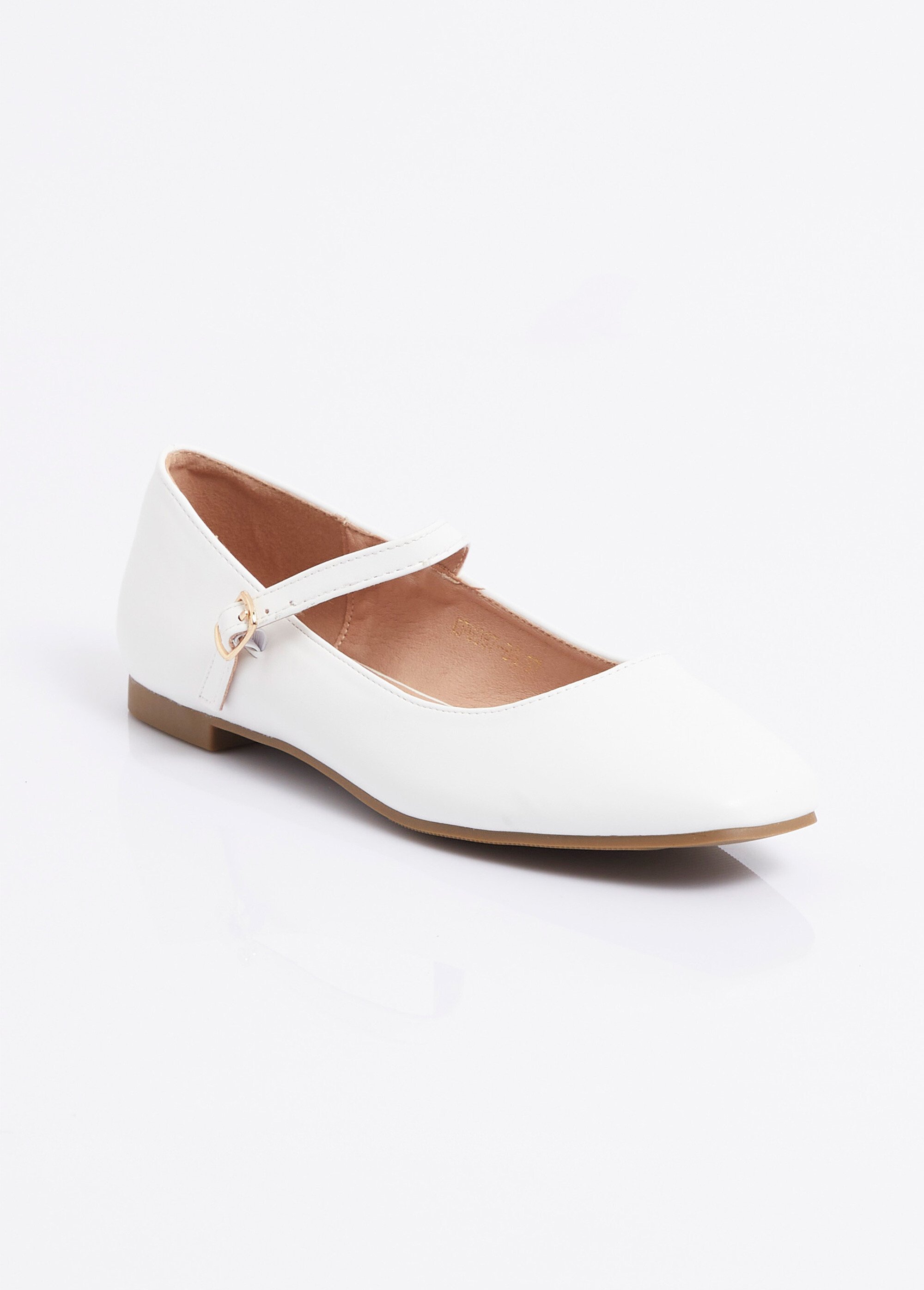 Ballerines babies plates avec bout carré Femme Blanc MYSEP6087 FA1