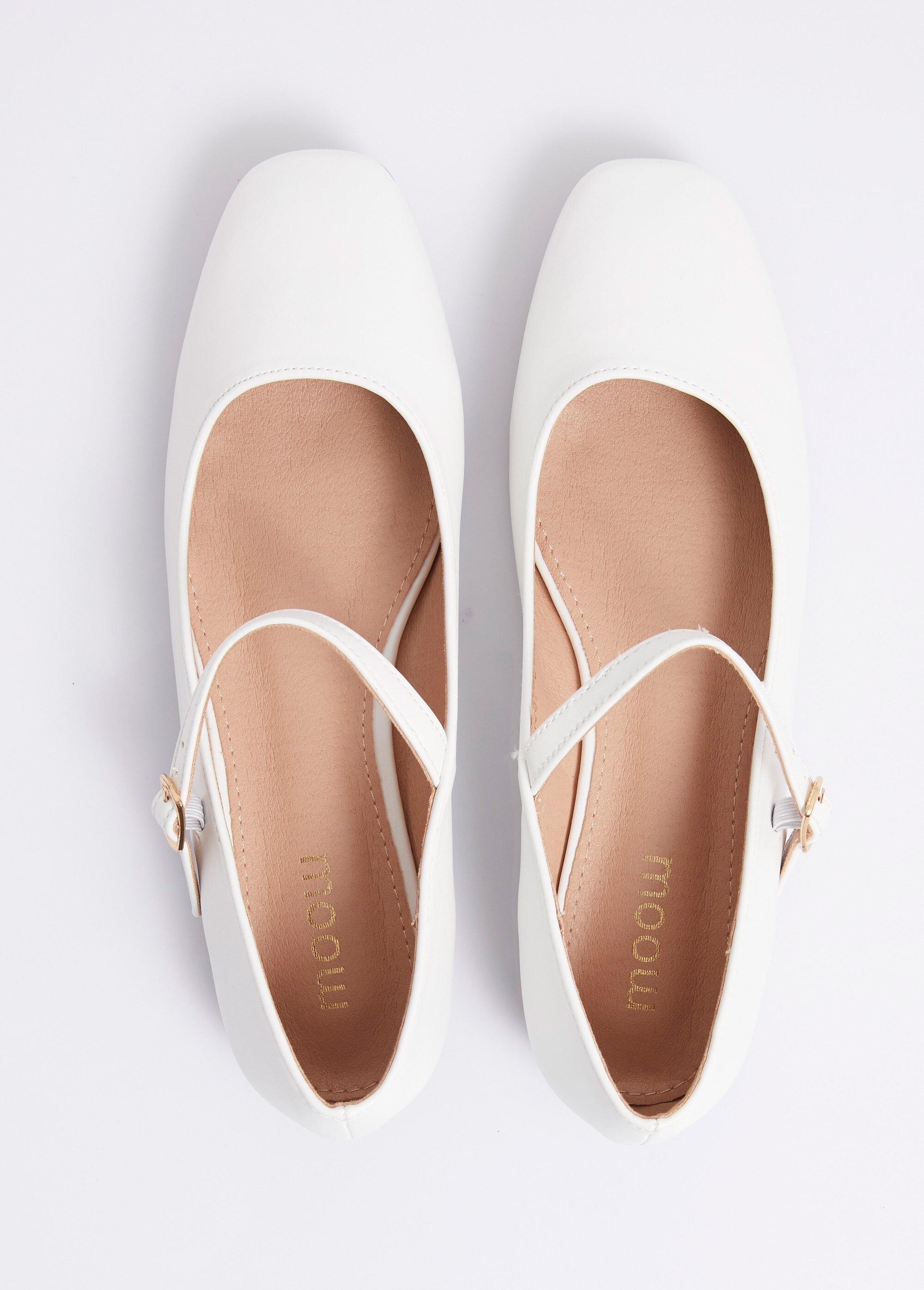 Ballerines babies plates avec bout carré Femme Blanc MYSEP6087 OV1