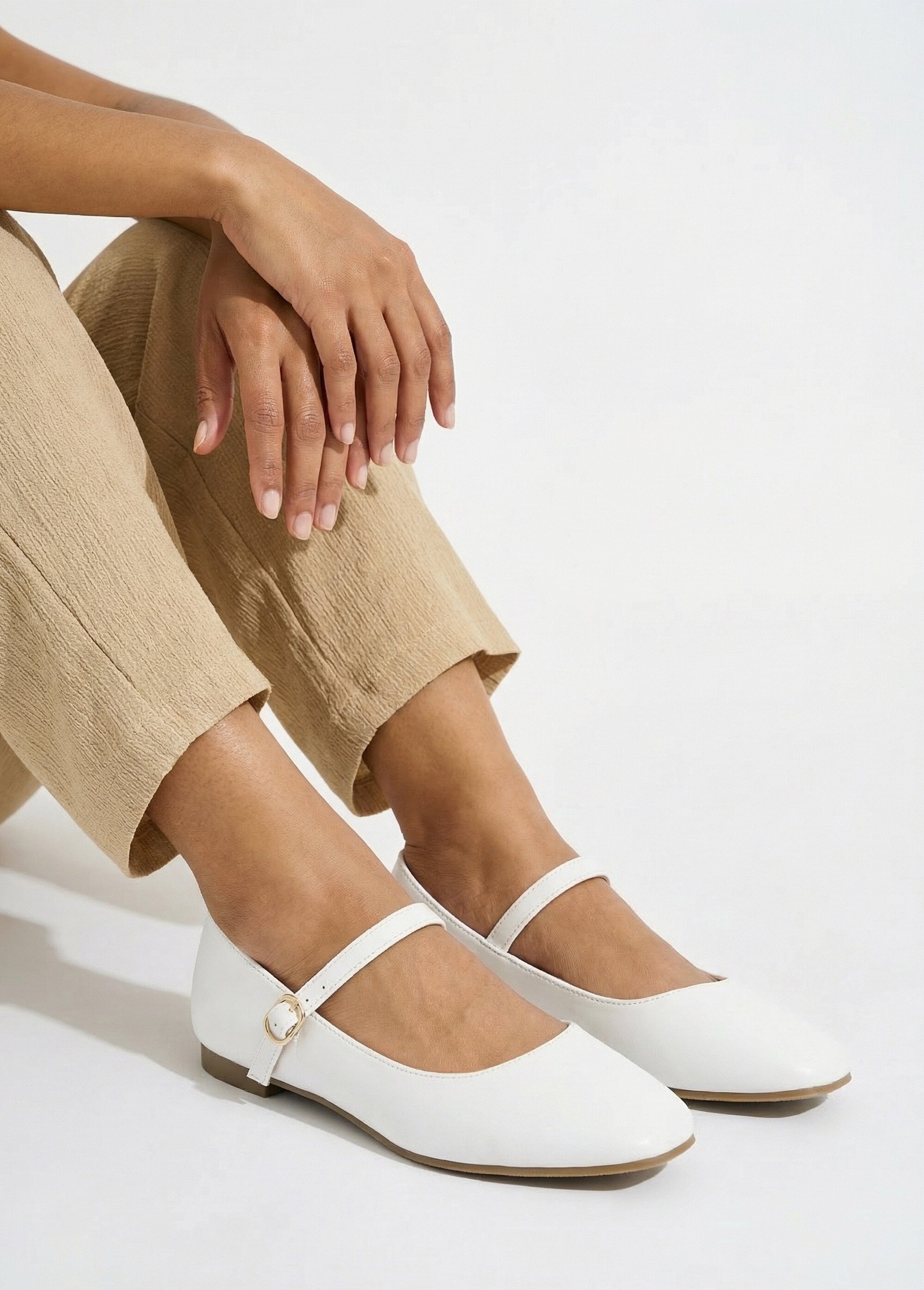 Ballerines babies plates avec bout carré Femme Blanc MYSEP6087 SI1