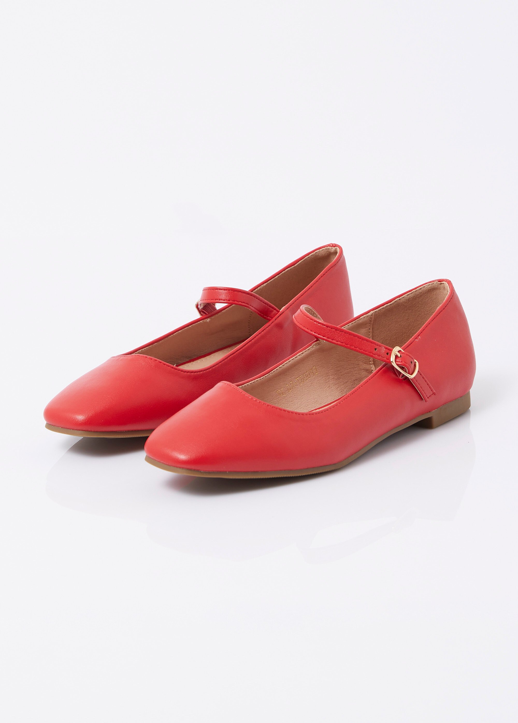 Ballerines babies plates avec bout carré Femme Rouge MYSEP6087 DE1