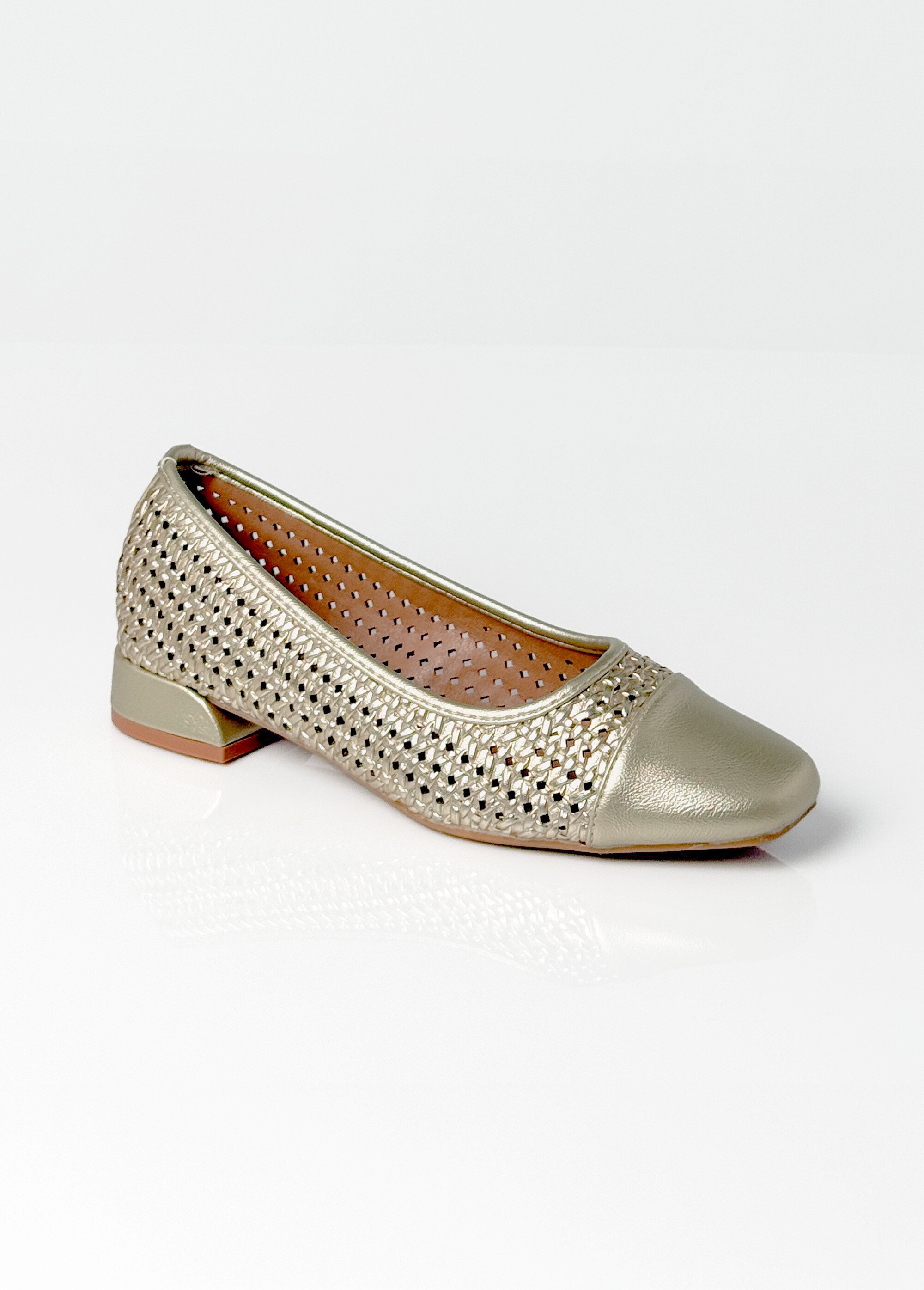 Ballerines métallisées, aspect tressé Femme Doré LBSBNJ1553 FA1