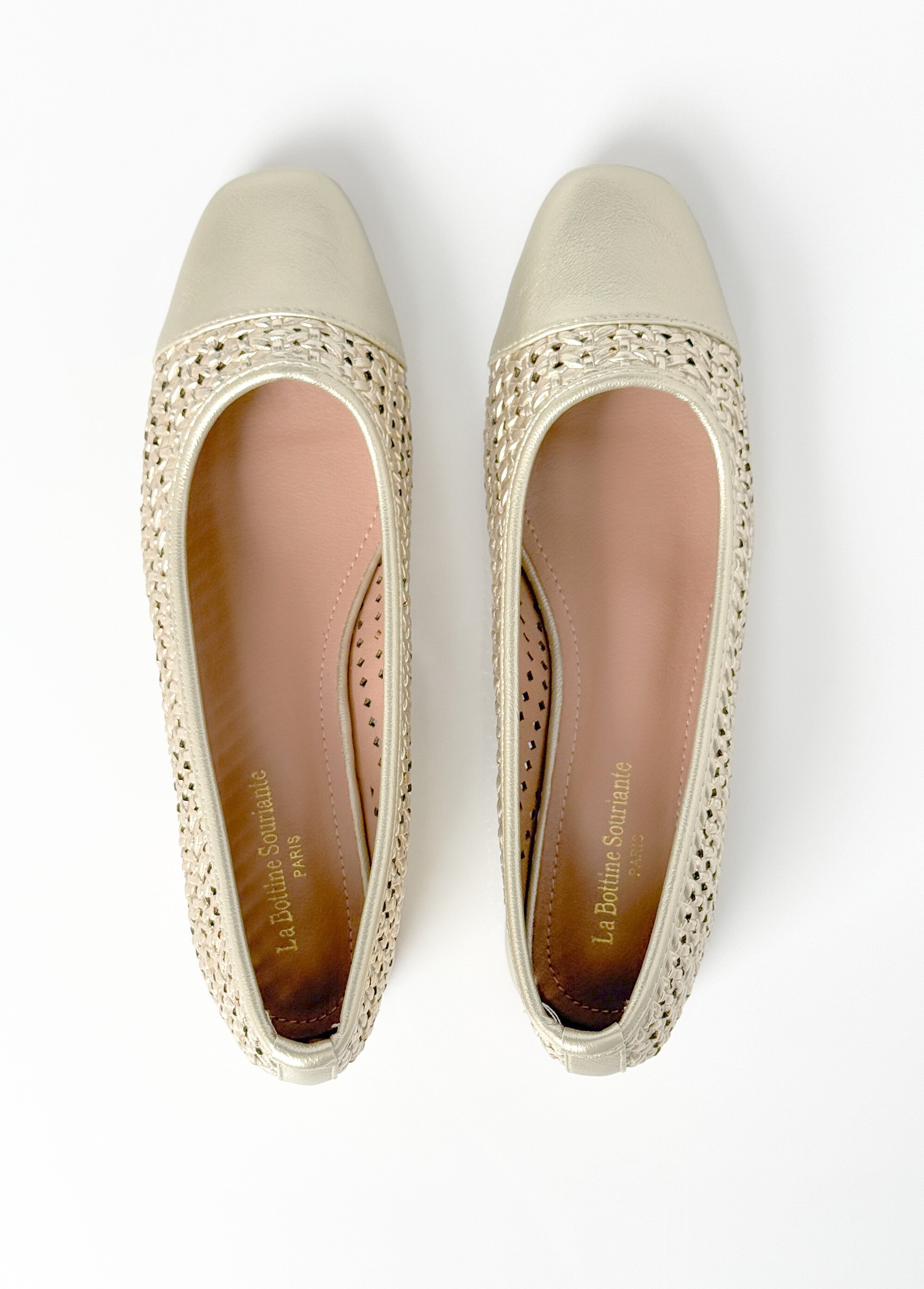 Ballerines métallisées, aspect tressé Femme Doré LBSBNJ1553 OV1
