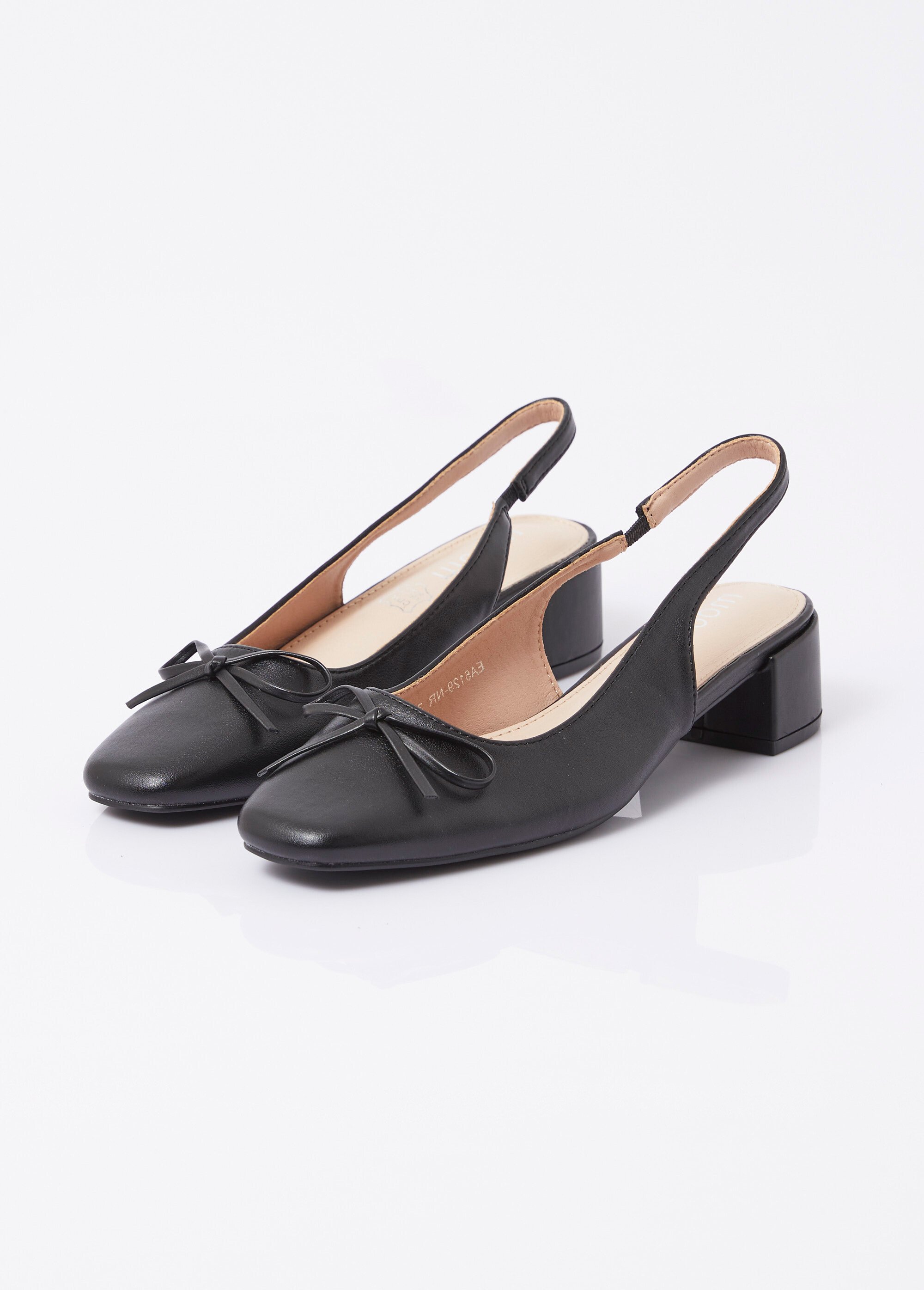 Ballerines slingback, petit talon enrobé Femme Noir MYSEA6129 DE1