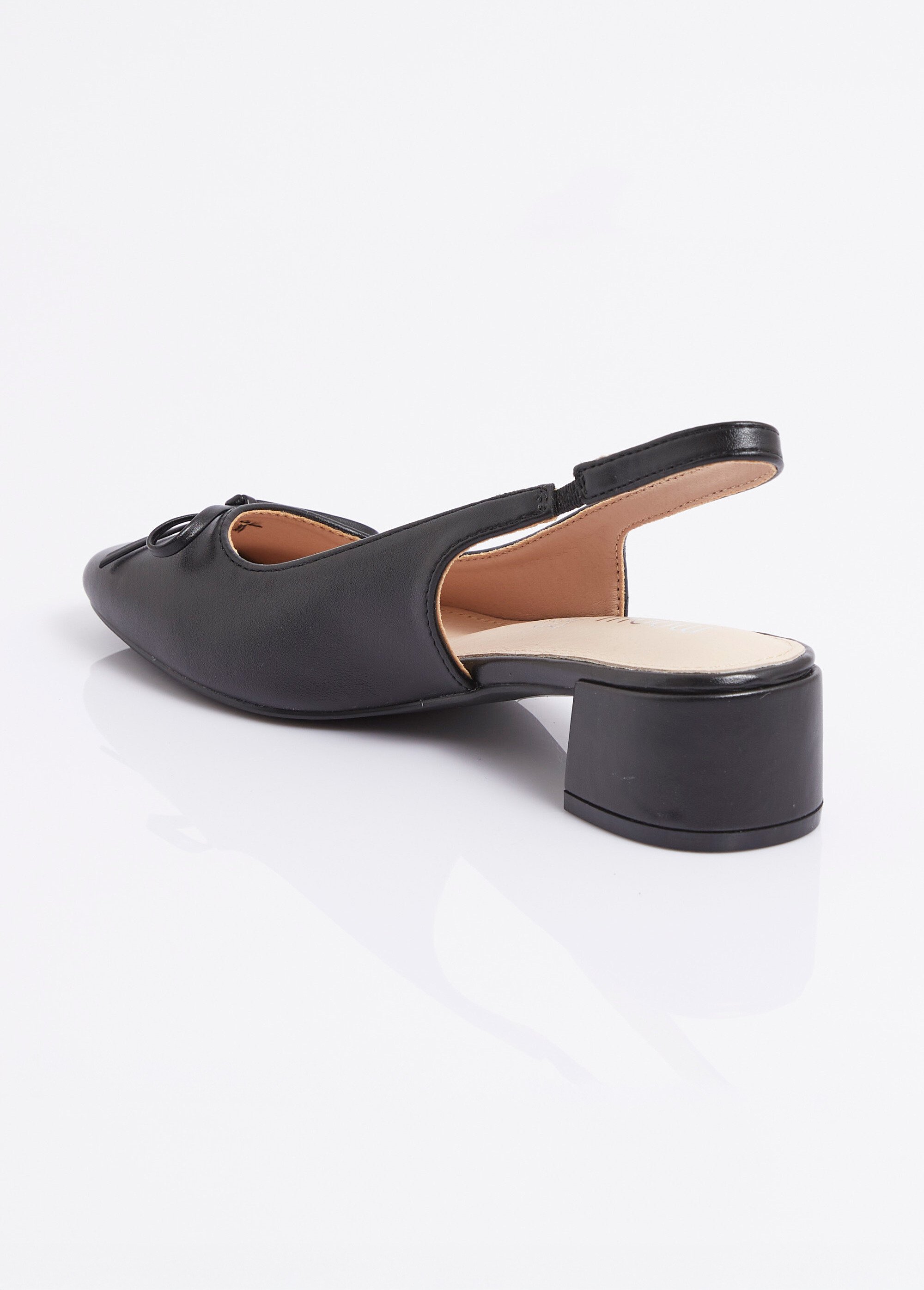 Ballerines slingback, petit talon enrobé Femme Noir MYSEA6129 DO1