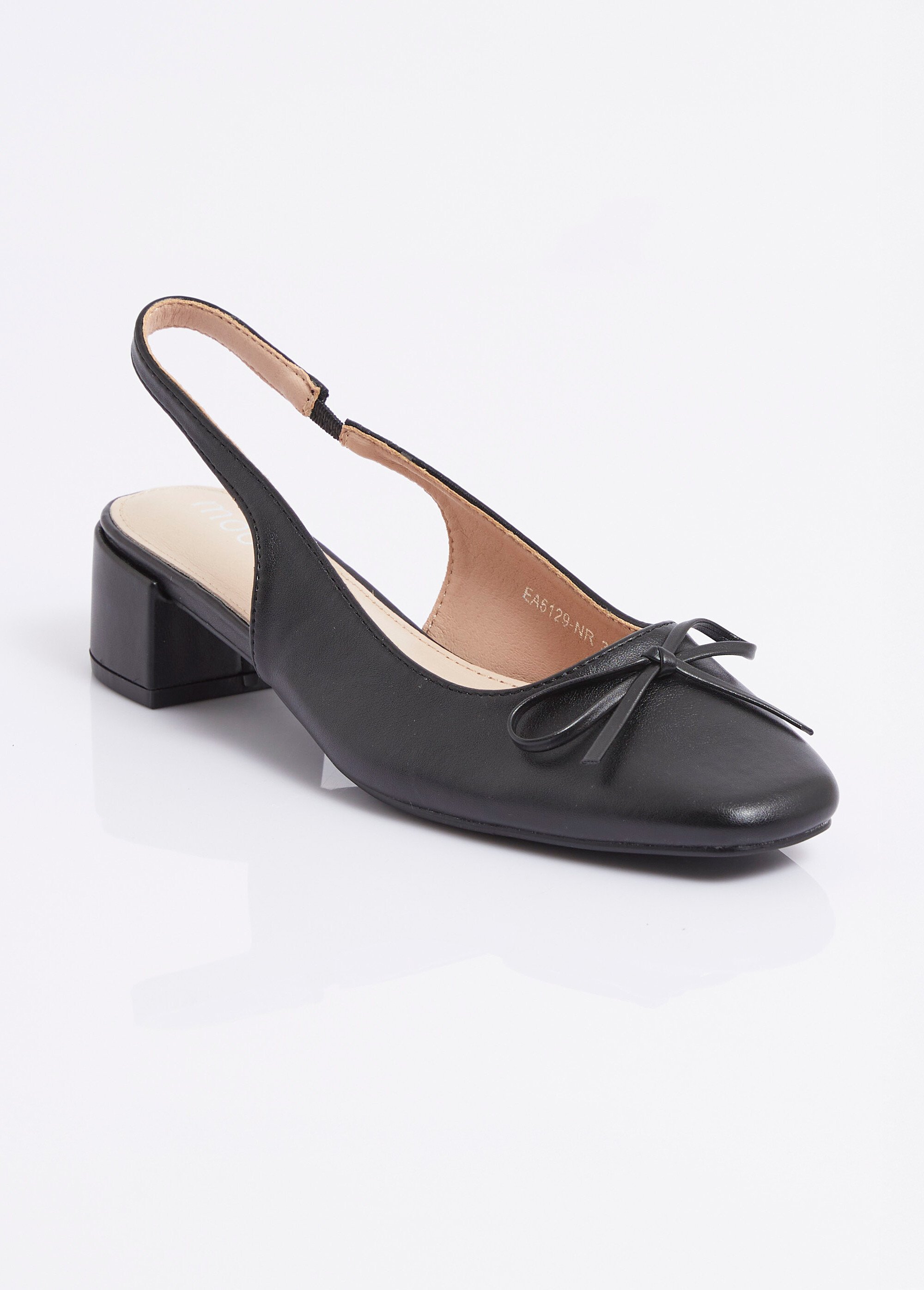 Ballerines slingback, petit talon enrobé Femme Noir MYSEA6129 FA1
