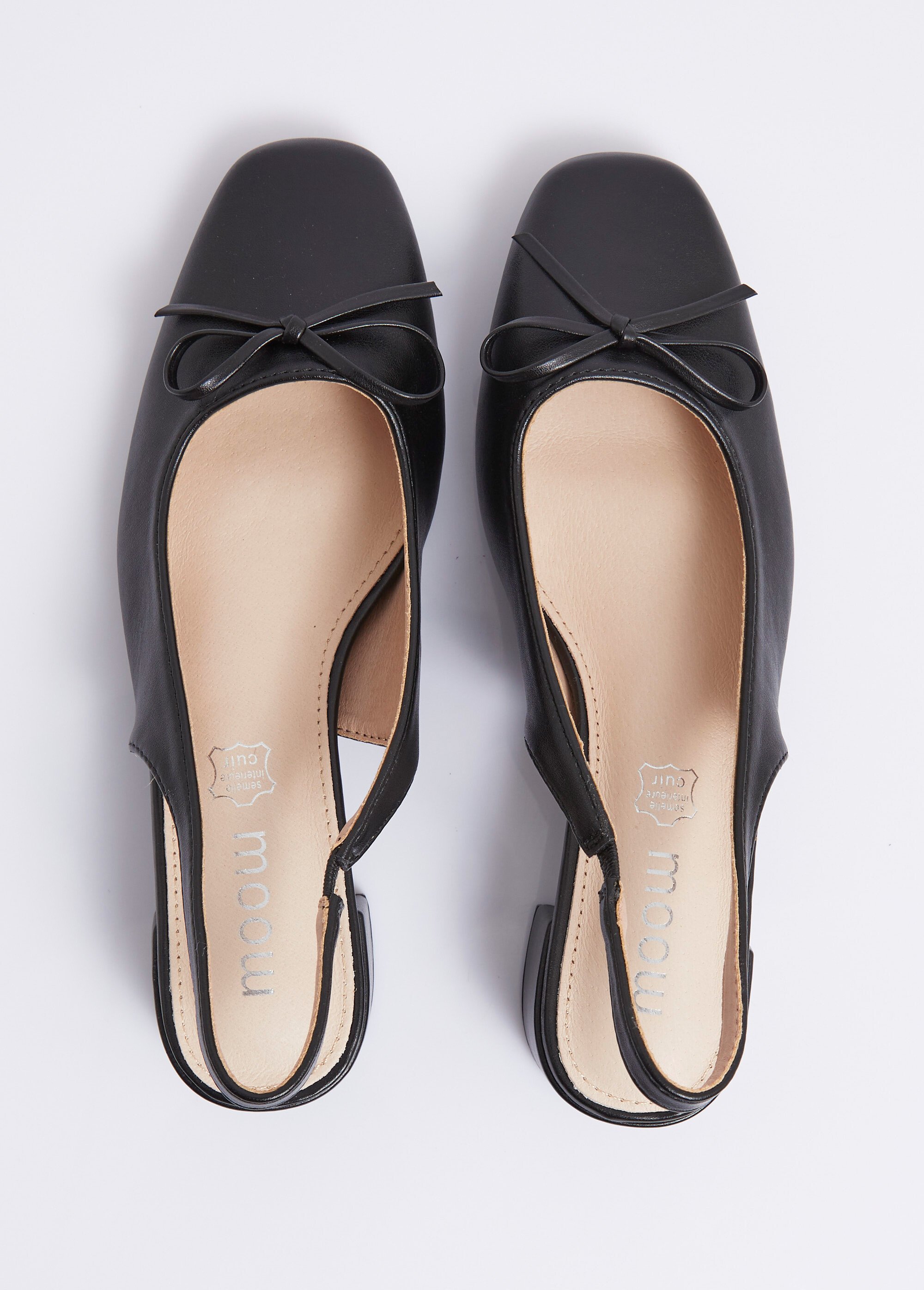 Ballerines slingback, petit talon enrobé Femme Noir MYSEA6129 OV1