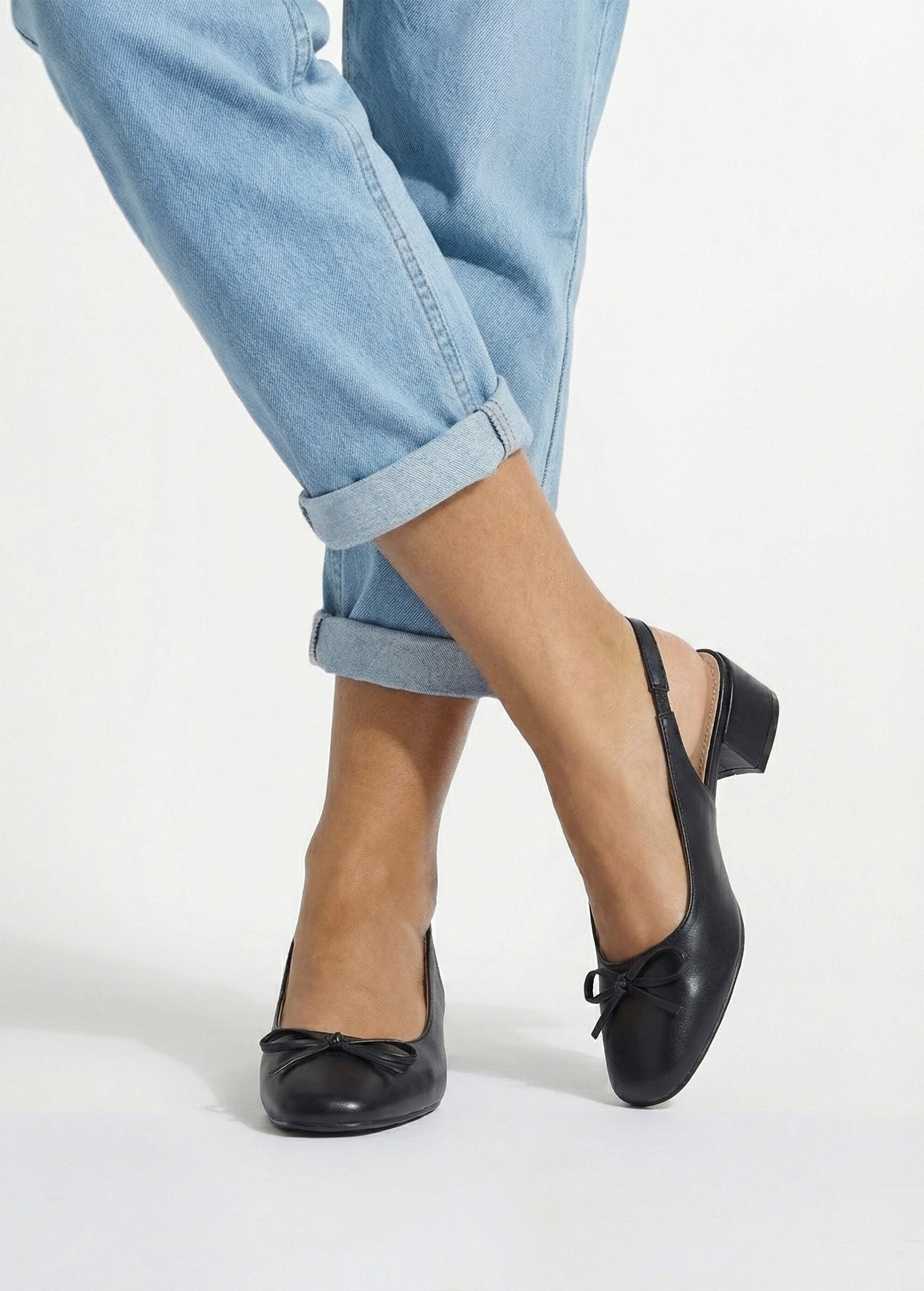 Ballerines slingback, petit talon enrobé Femme Noir MYSEA6129 SI1