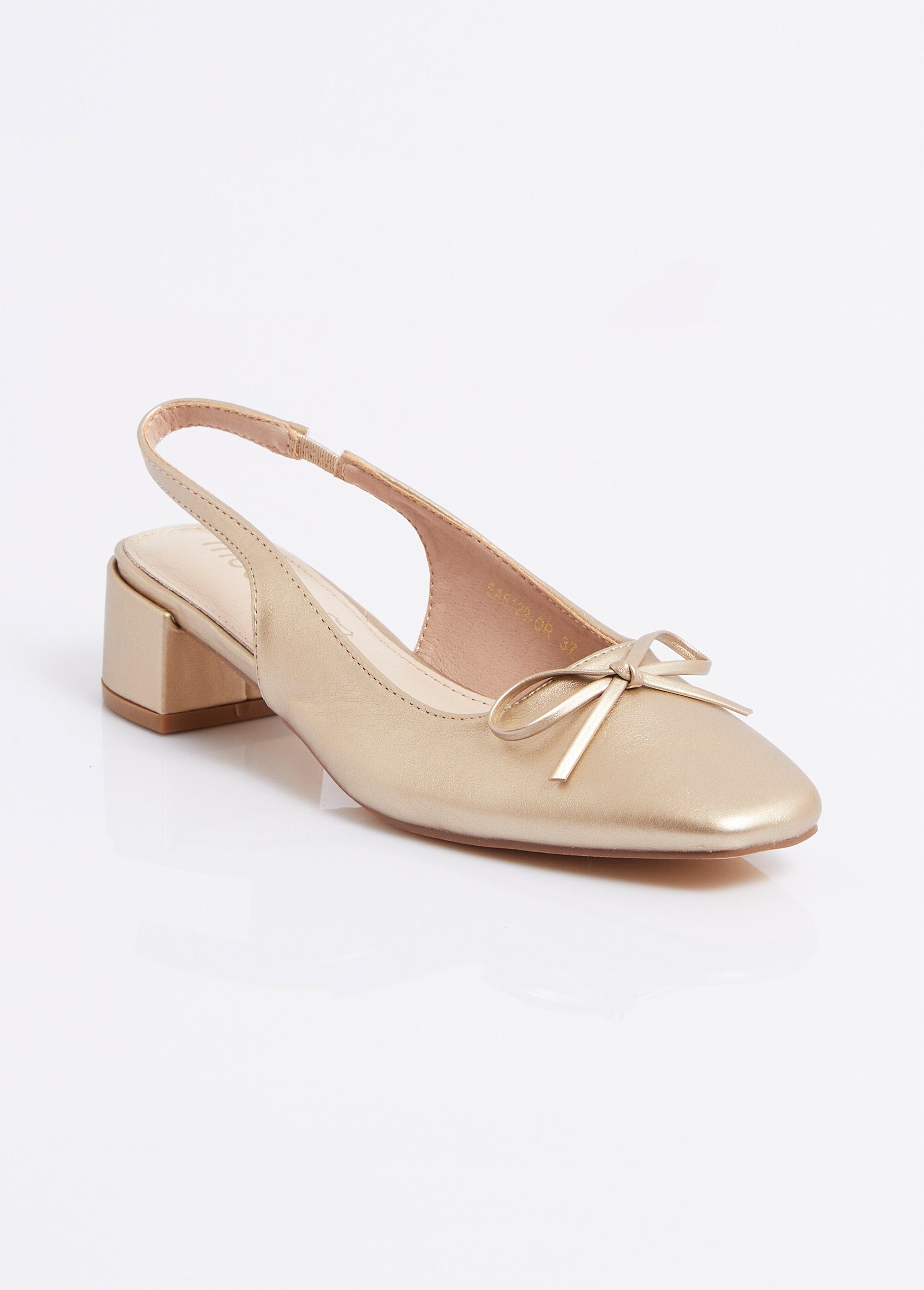 Ballerines slingback, petit talon enrobé Femme Doré MYSEA6129 FA1