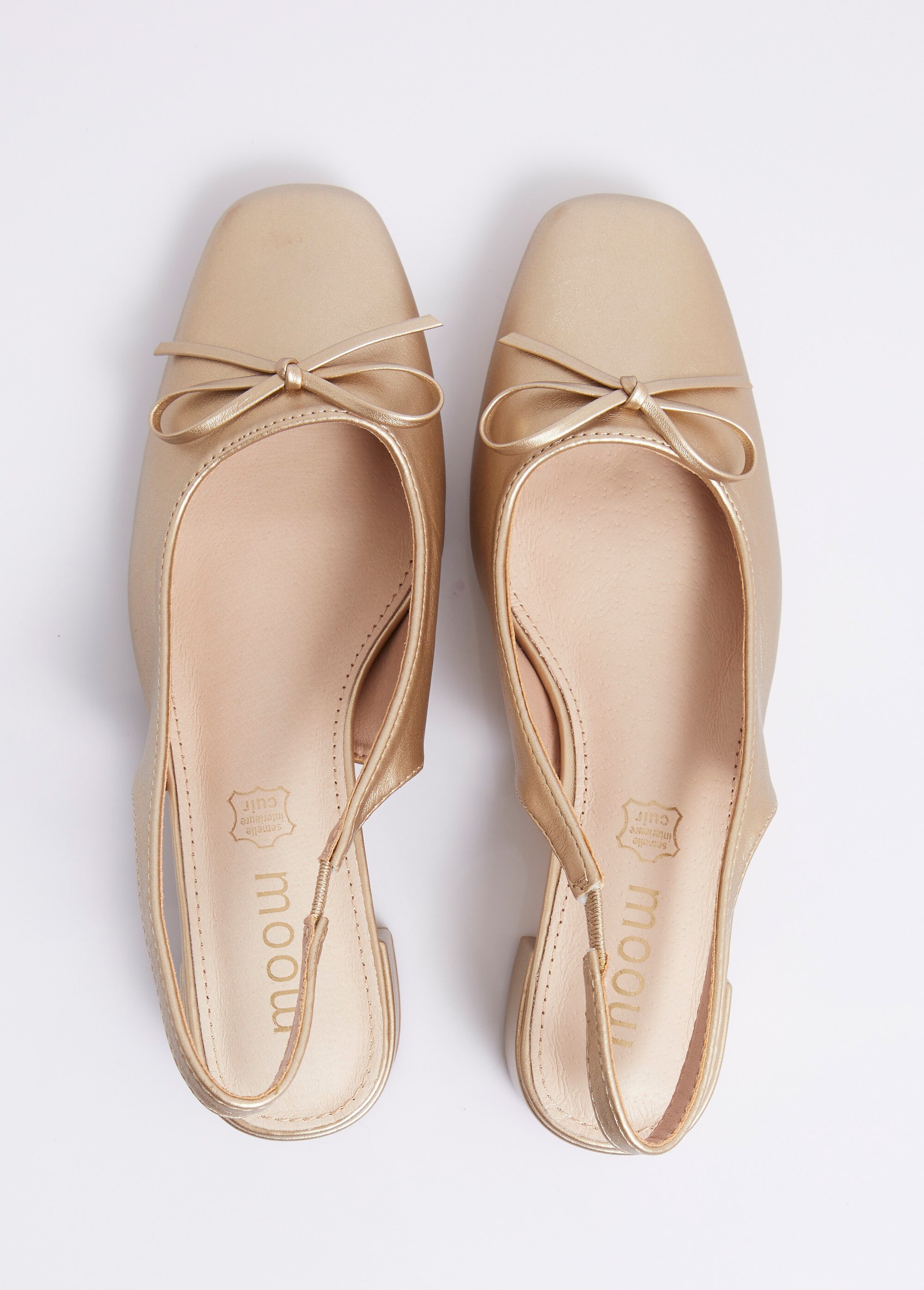 Ballerines slingback, petit talon enrobé Femme Doré MYSEA6129 OV1