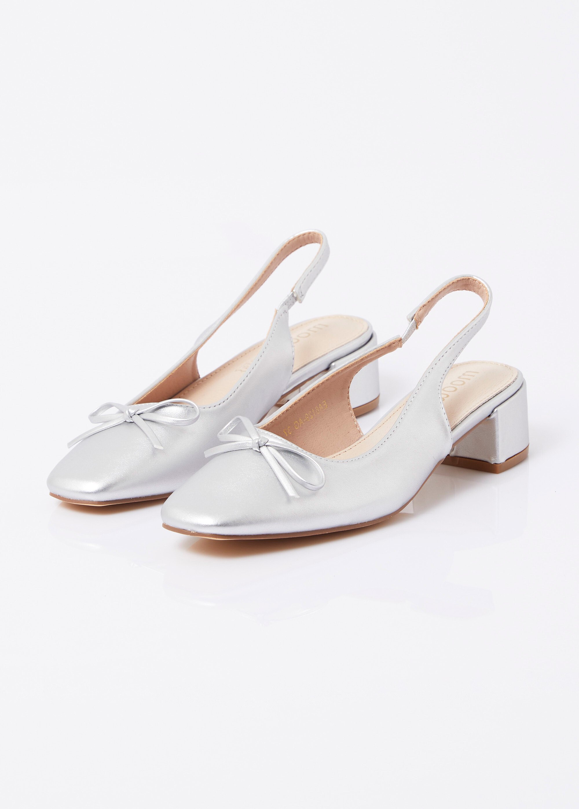 Ballerines slingback, petit talon enrobé Femme Argenté MYSEA6129 DE1