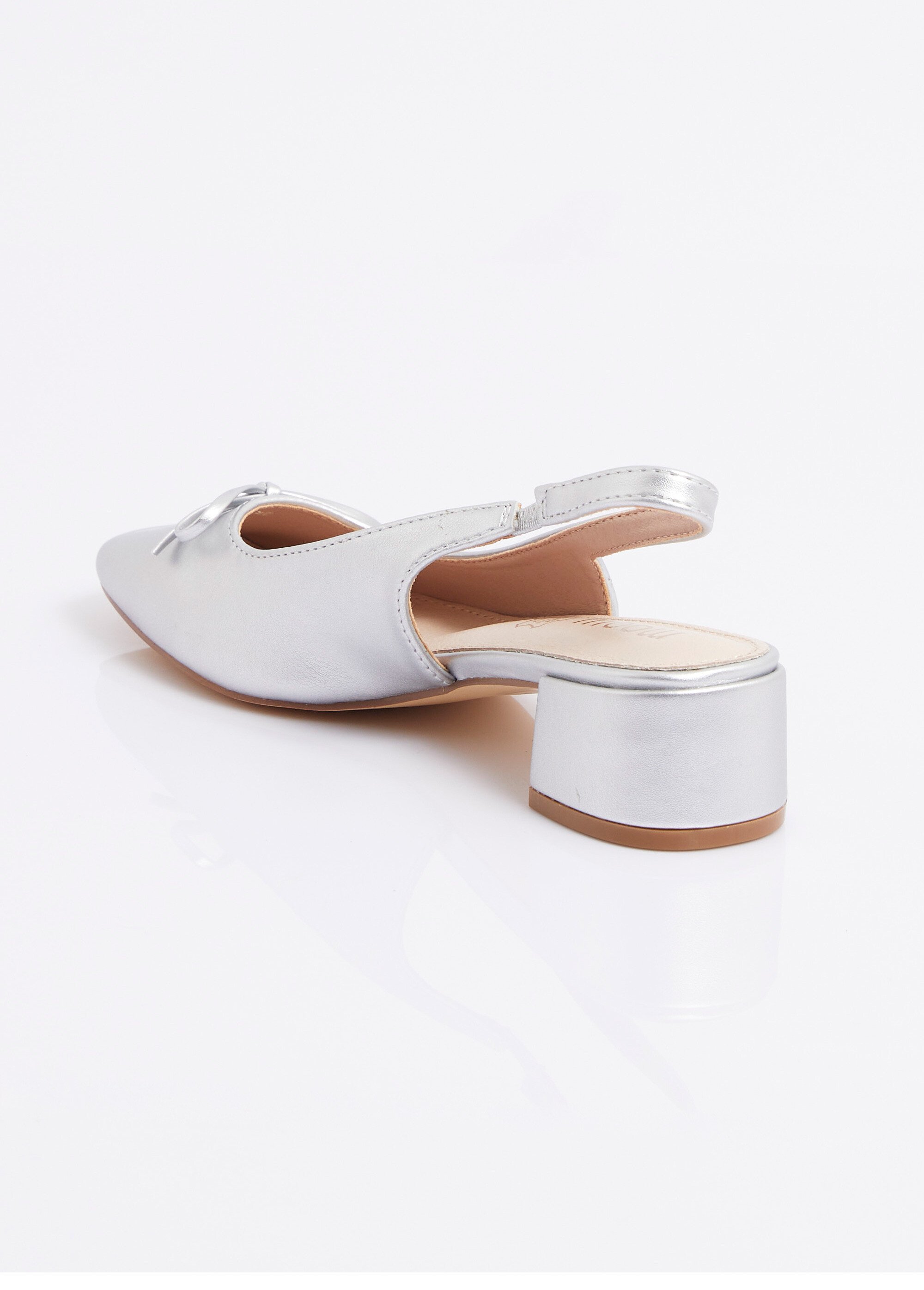 Ballerines slingback, petit talon enrobé Femme Argenté MYSEA6129 DO1