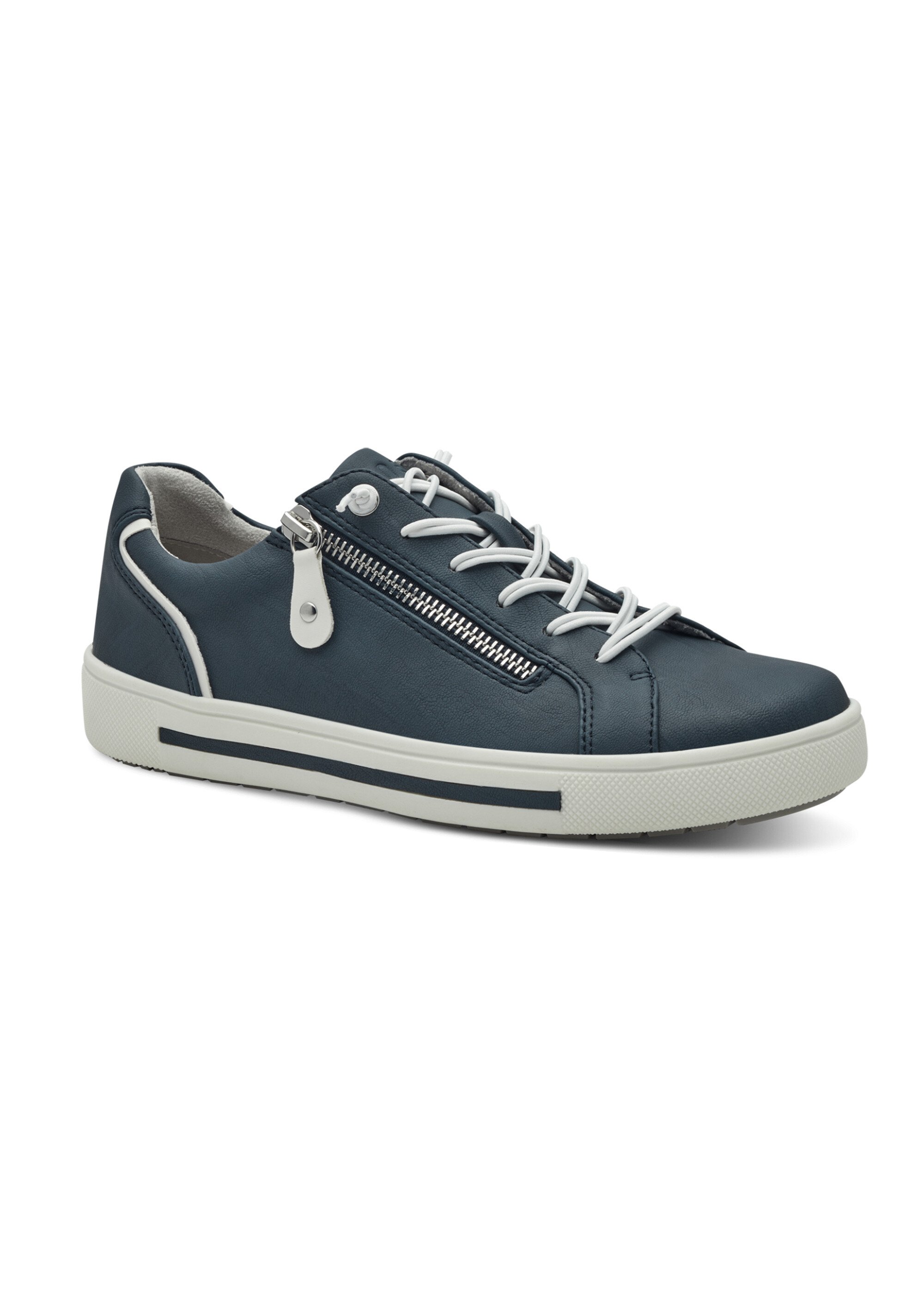 Baskets avec lacets élastiqués et zips Femme Bleu JAN82366042 FA1