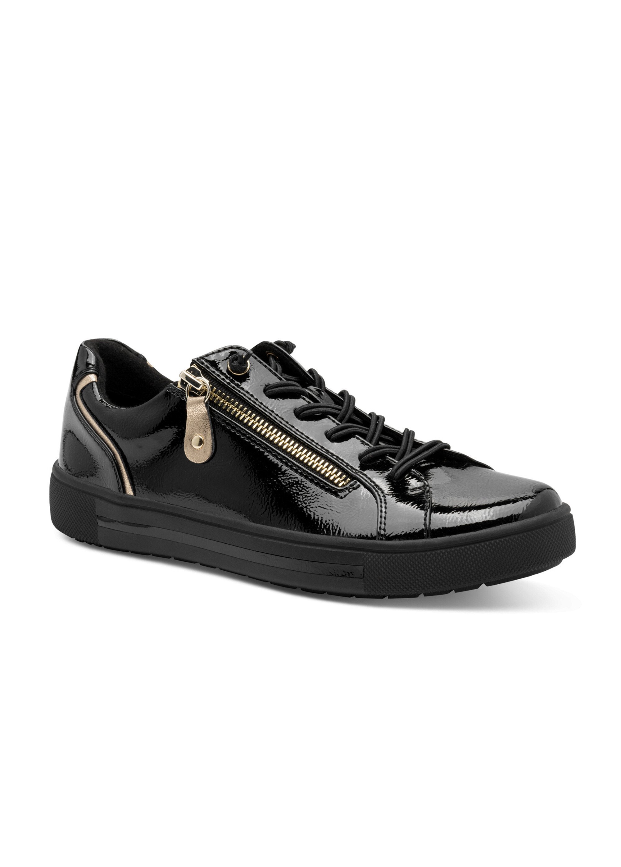 Baskets avec lacets élastiqués et zips Femme Noir JAN82366042 FA1