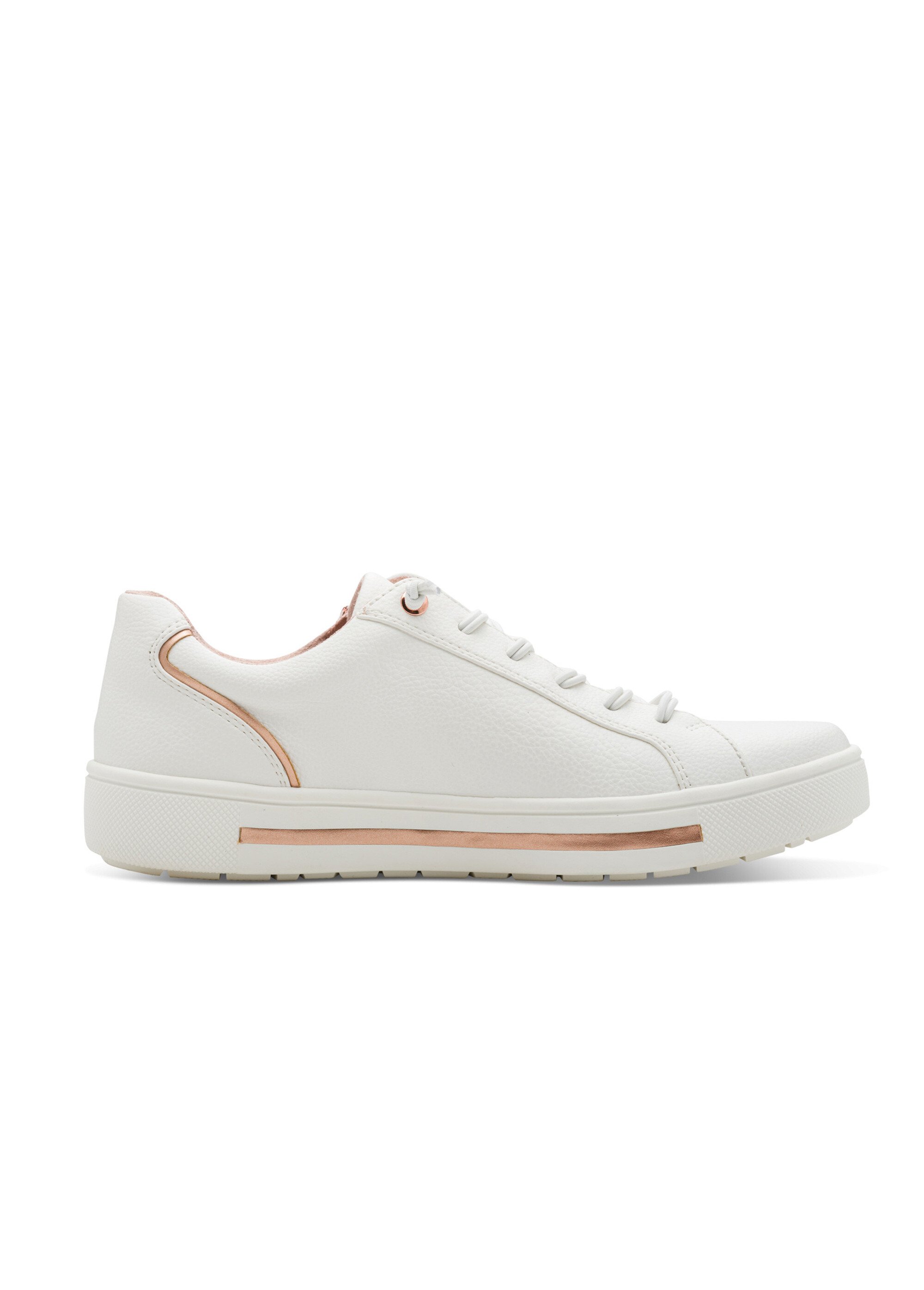 Baskets avec lacets élastiqués et zips Femme Blanc JAN82366042 DR1