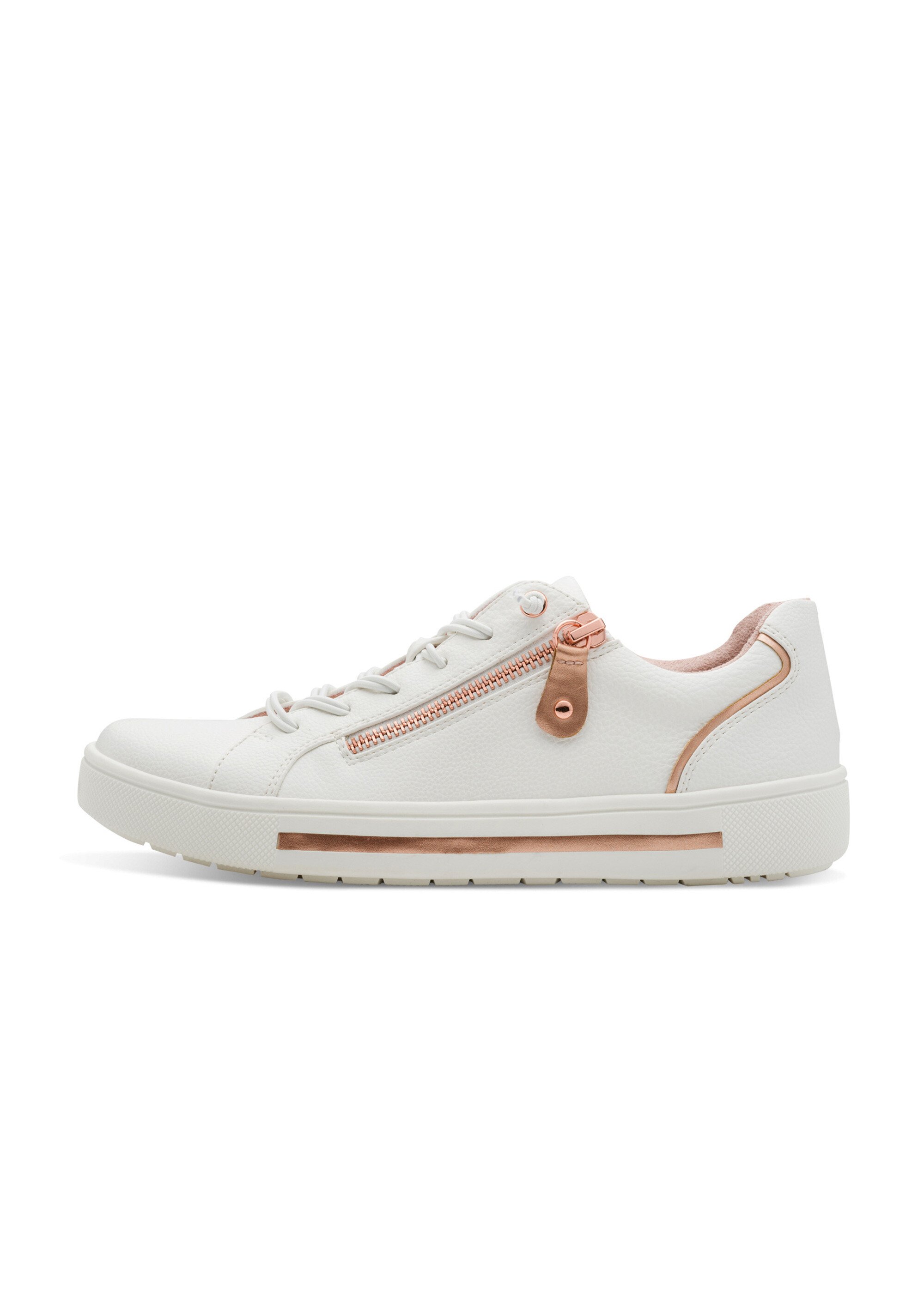 Baskets avec lacets élastiqués et zips Femme Blanc JAN82366042 GA1